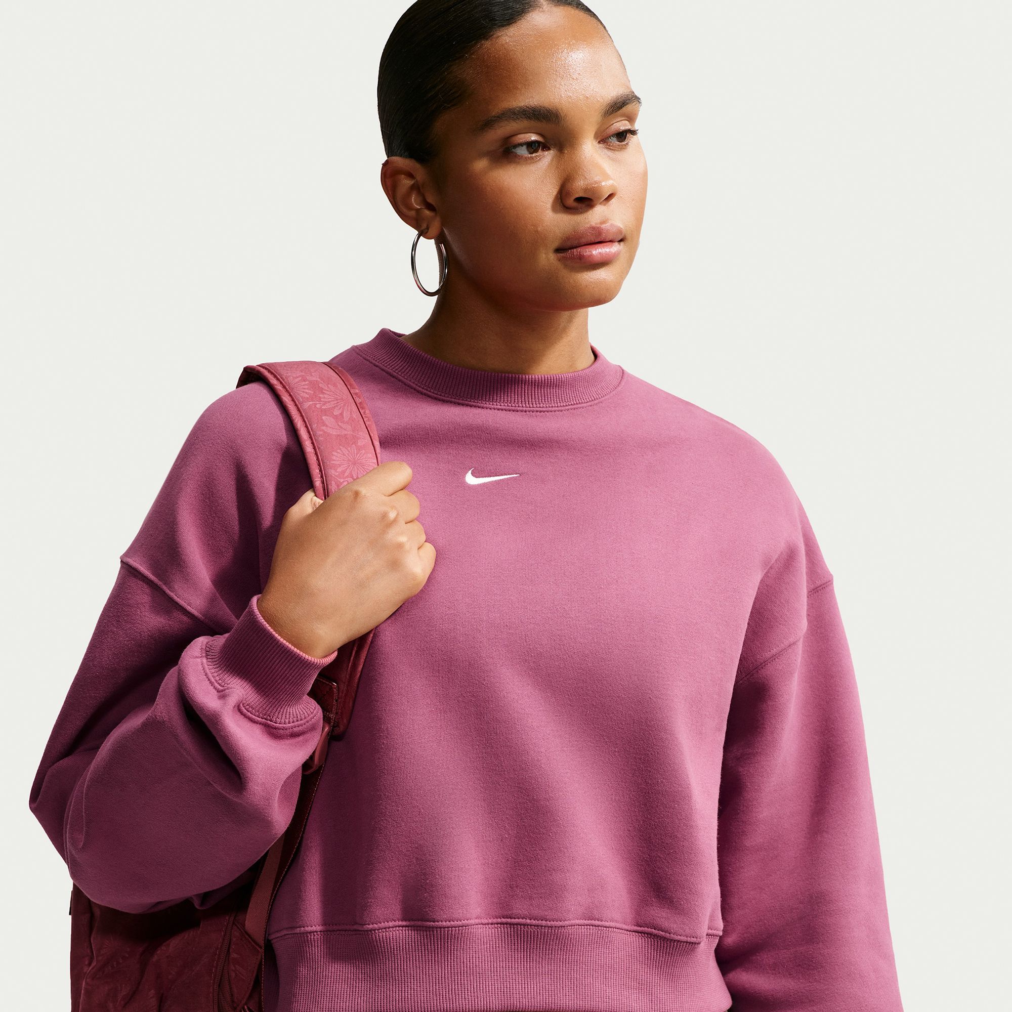 Nike Women's Studio Fleece Oversized Cropped Crew