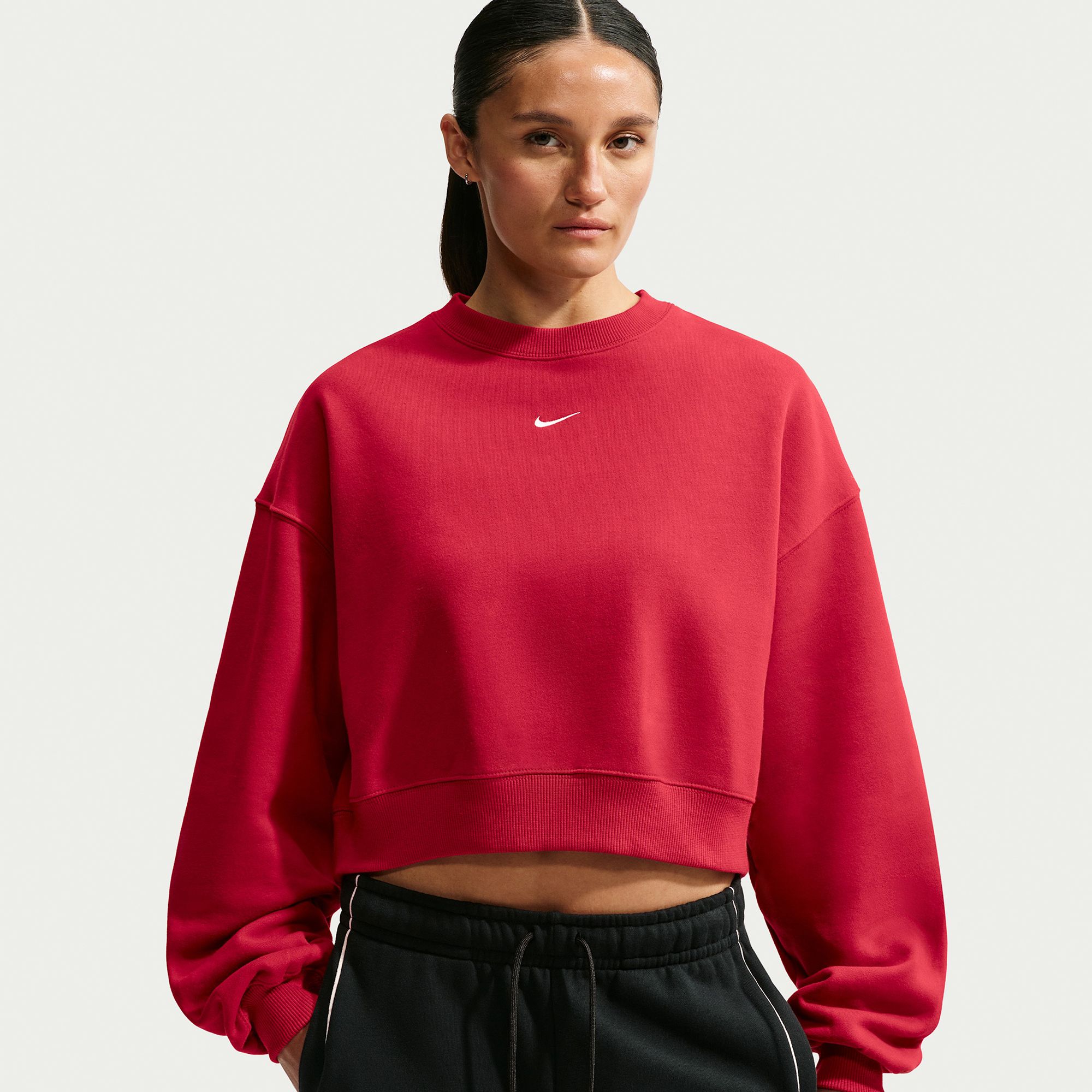 Nike Women's Studio Fleece Medium Weight Oversized Cropped Crew