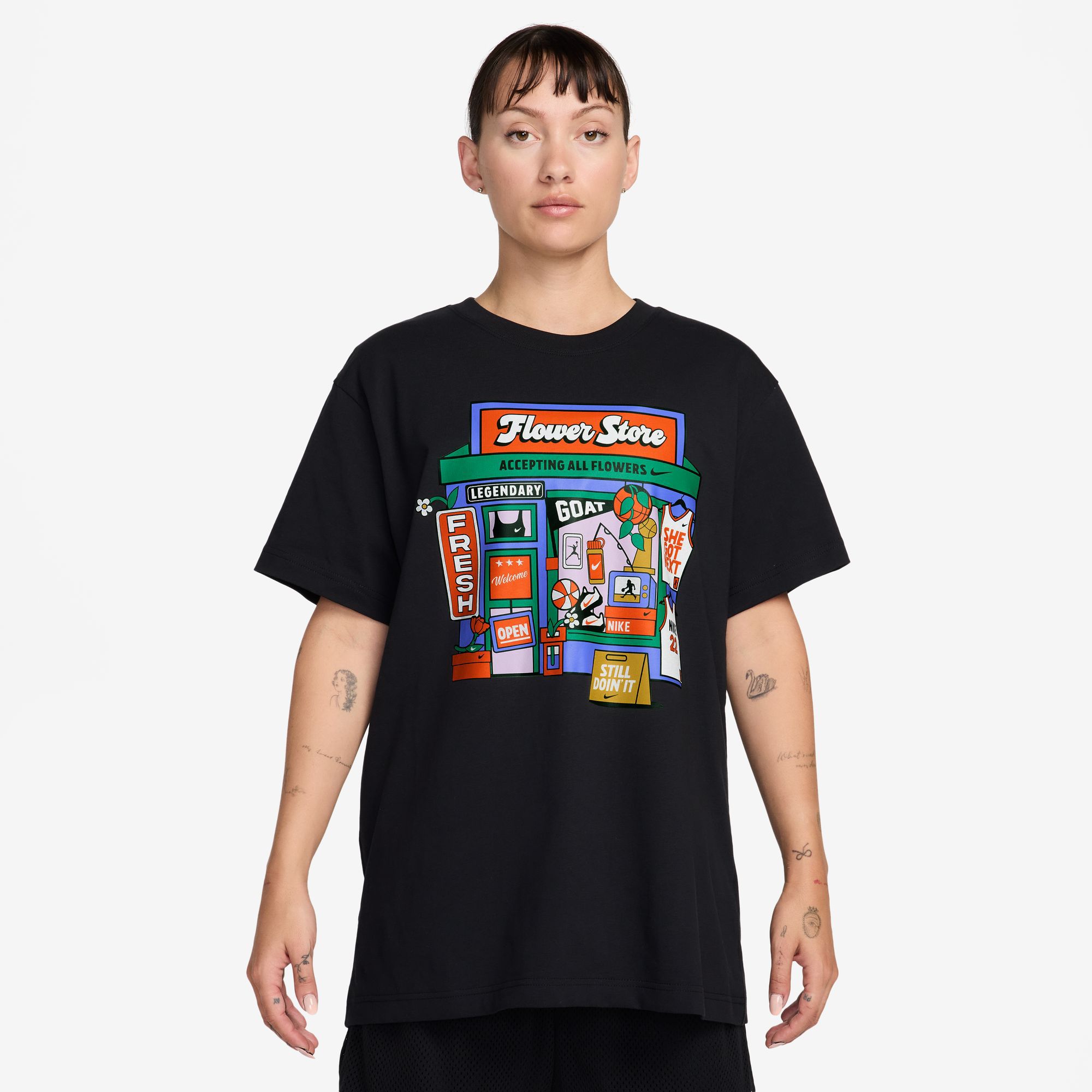 Nike Women's Oversized Flower Shop Graphic T-Shirt