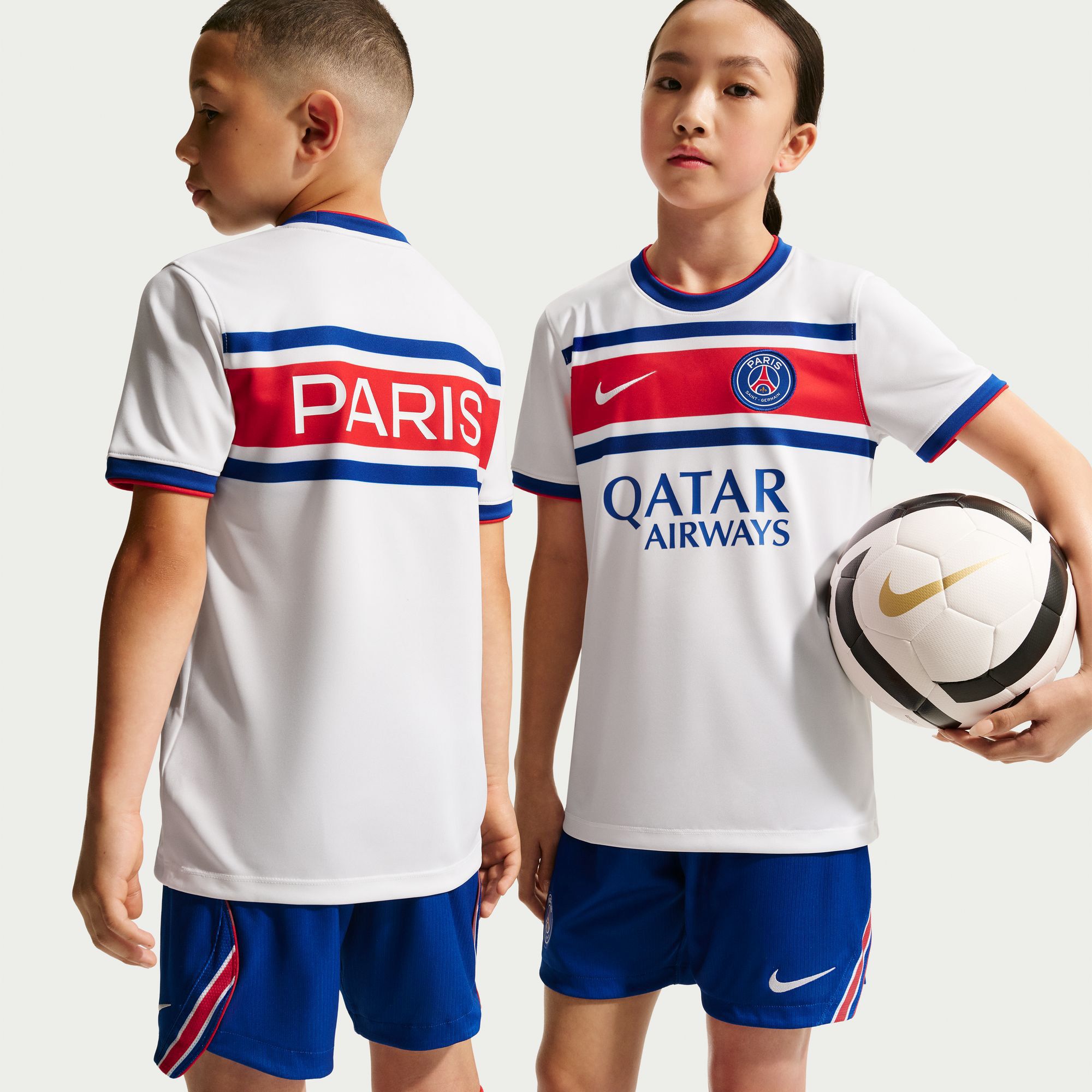 Nike Youth Paris Saint-Germain FC White 2026 Home Prematch Jersey