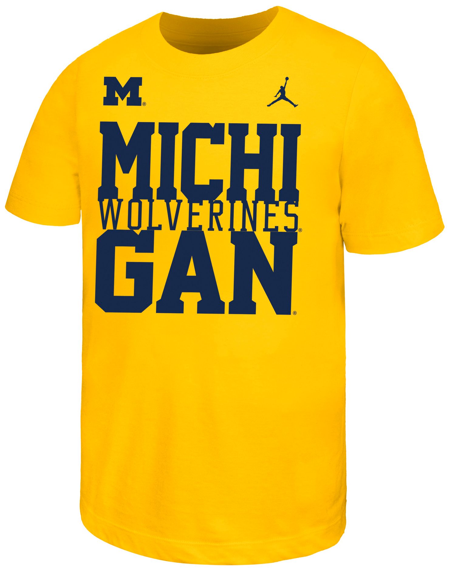 Nike Youth Michigan Wolverines Yellow Stacked Name Drop T-Shirt