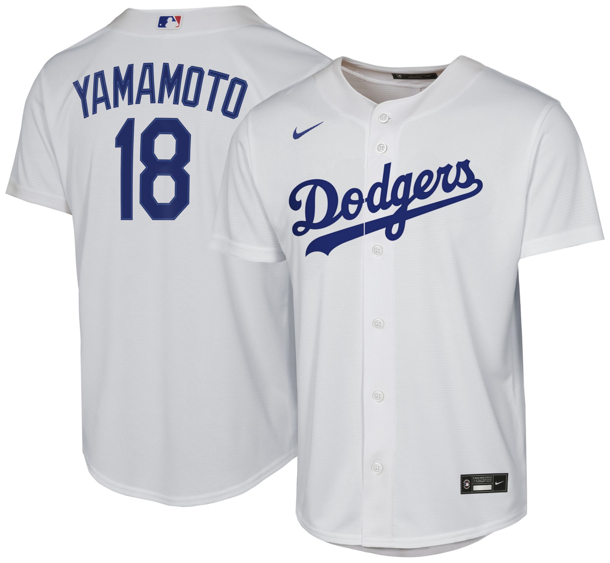 Nike Youth Los Angeles Dodgers White Yoshinobu Yamamoto #18 Home Baseline Jersey