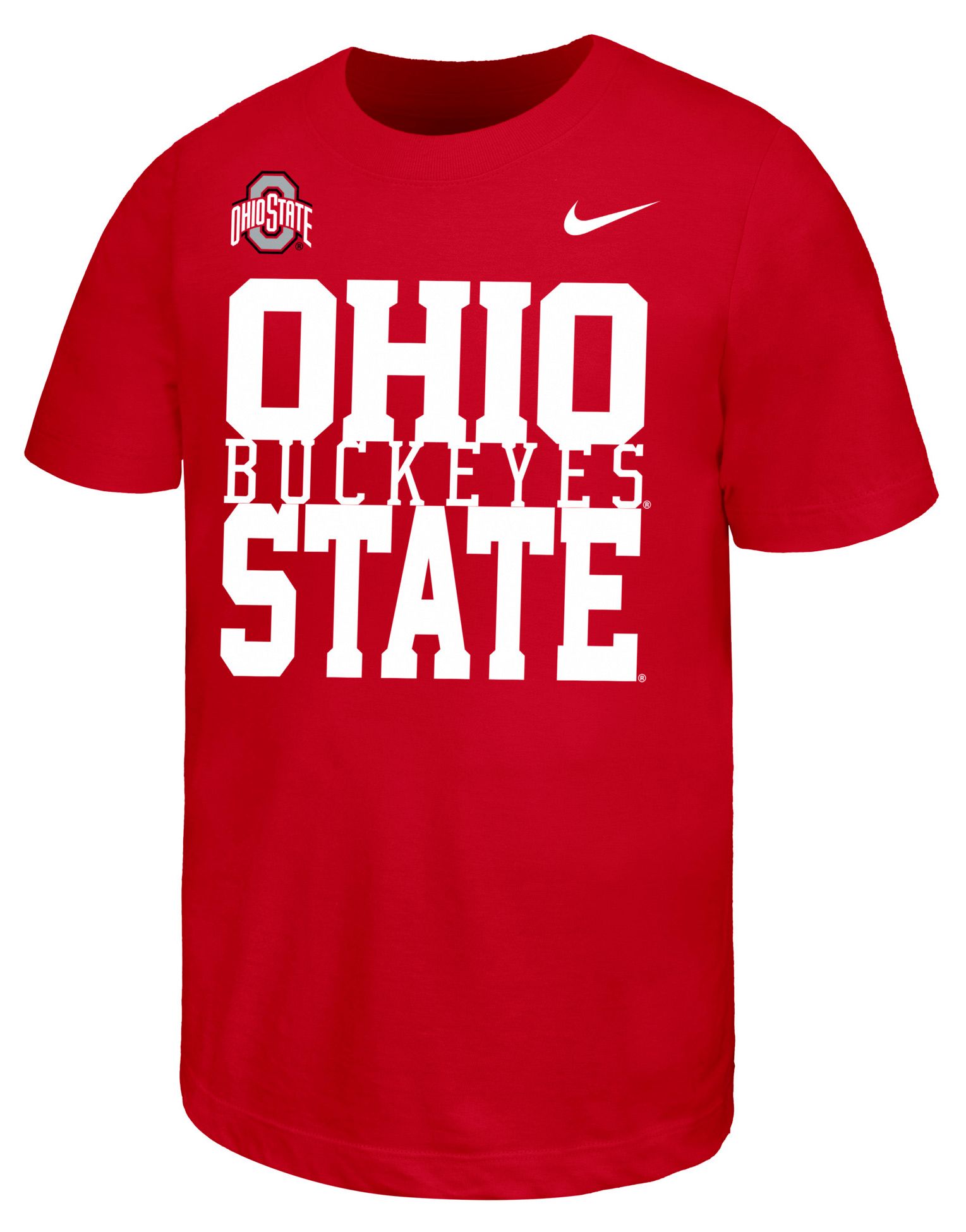 Nike Youth Ohio State Buckeyes Red Stacked Name Drop T-Shirt