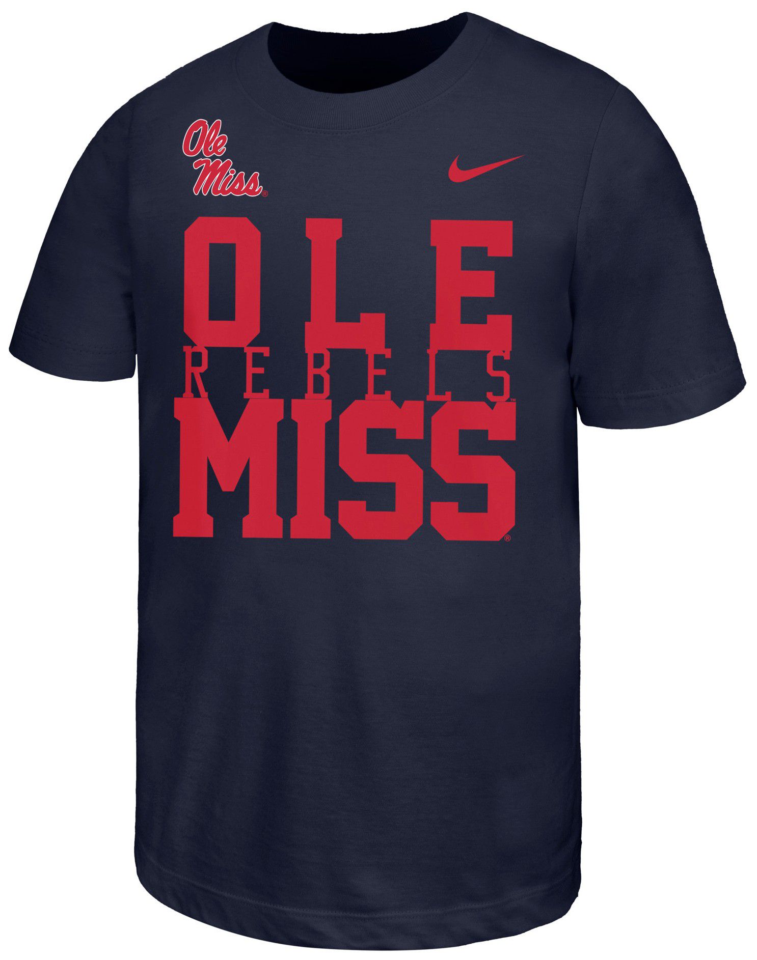 Nike Youth Ole Miss Rebels Navy Stacked Name Drop T-Shirt