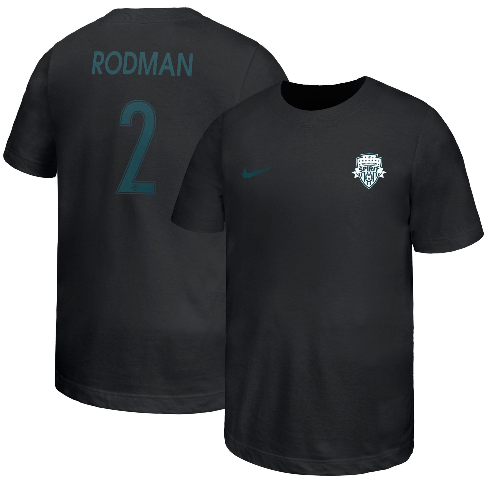 Nike Youth Washington Spirit Black Trinity Rodman #2 Home T-Shirt