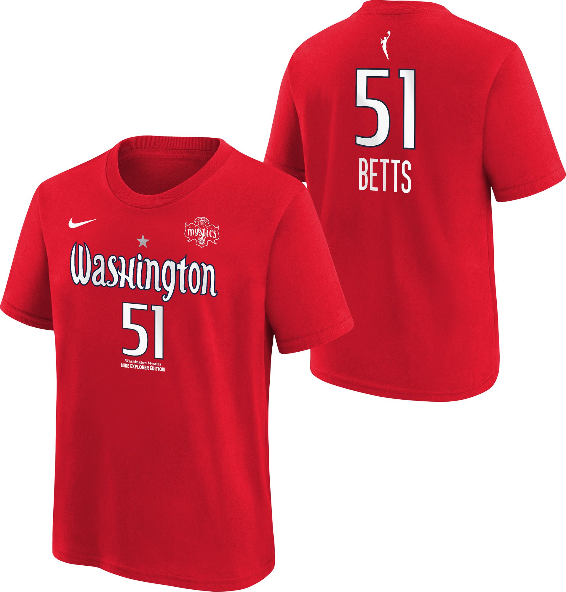 Nike Youth Washington Mystics Red Lauren Betts #51 T-Shirt