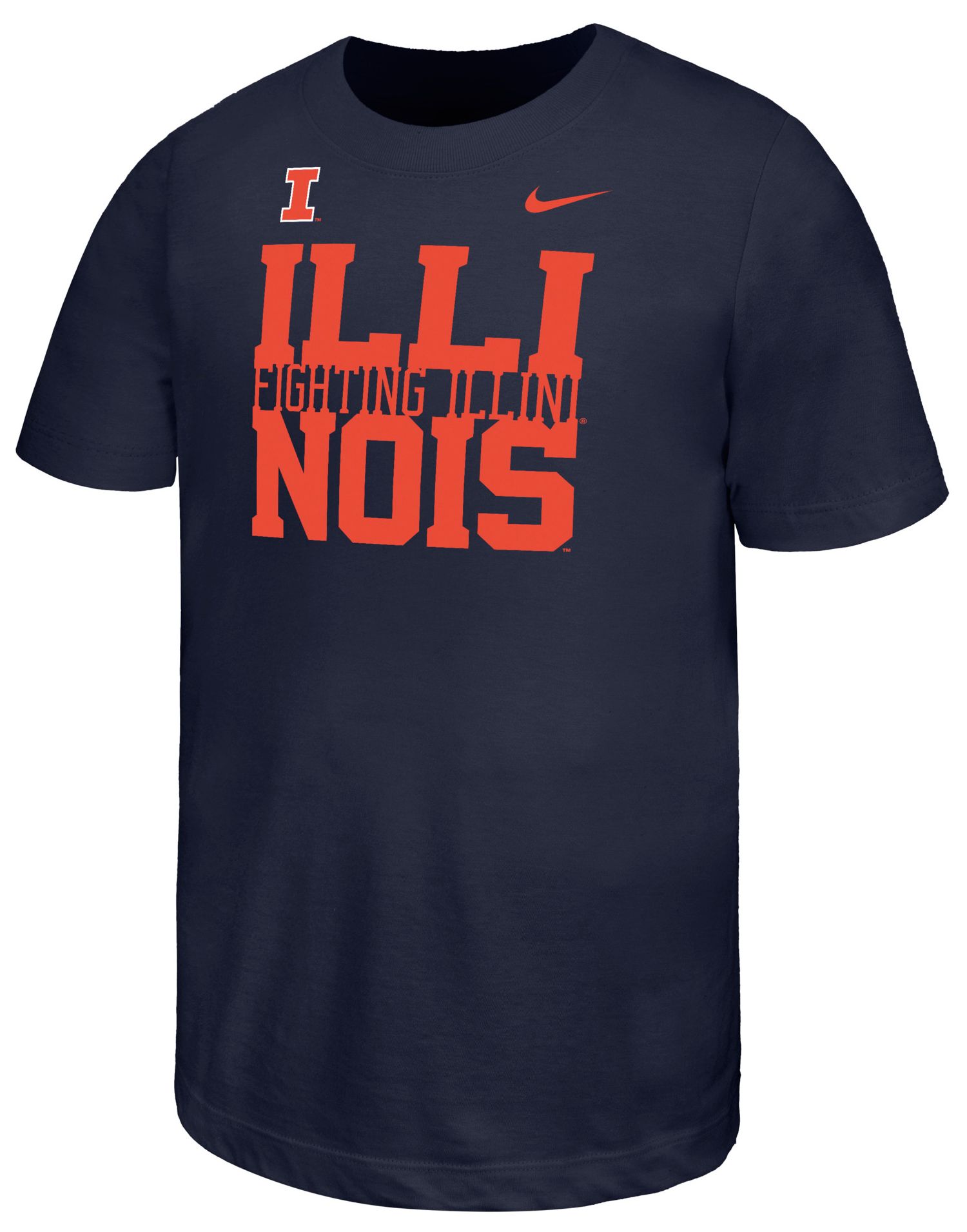 Nike Youth Illinois Fighting Illini Navy Stacked Name Drop T-Shirt