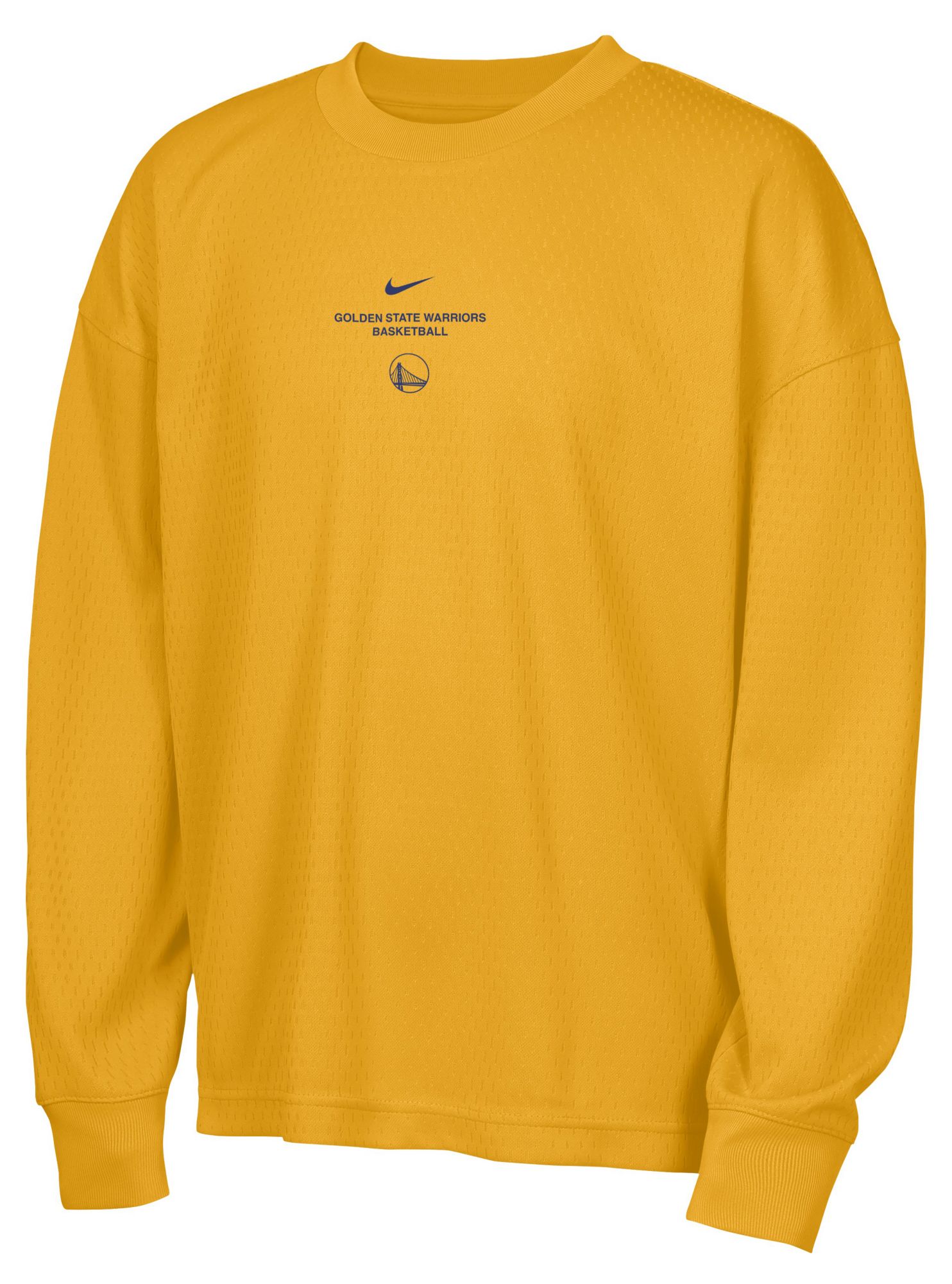 Nike Youth Golden State Warriors Worn With Obsession Standard Issue Game Long Sleeve Shirt, Medium, Yellow