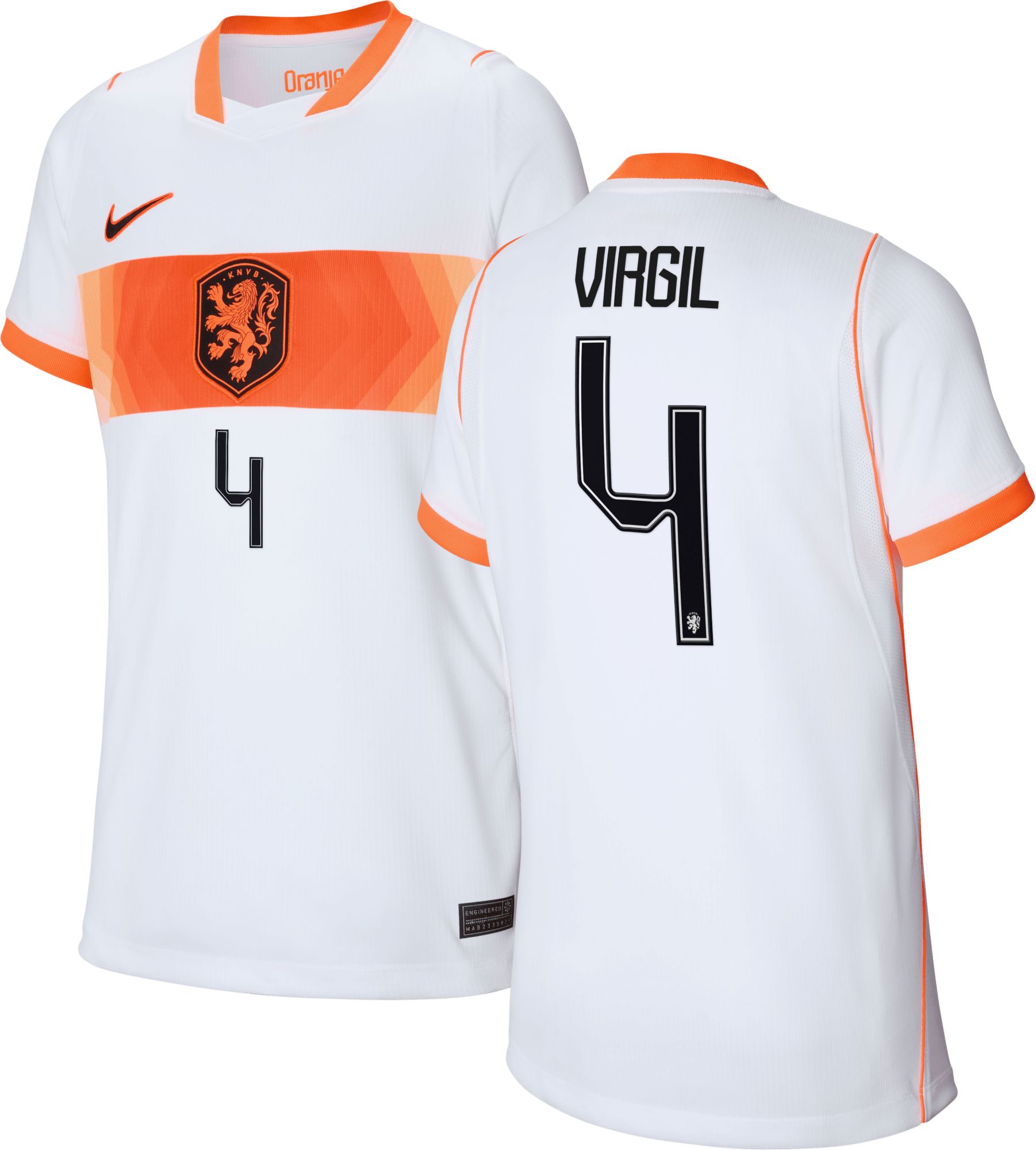 Nike Youth Netherlands Virgil Van Djik #4 2026 Away Replica Jersey