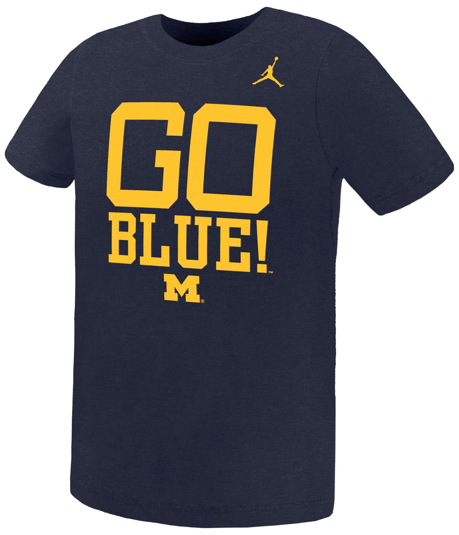 Nike Youth Michigan Wolverines Navy Mascot Over Name T-Shirt