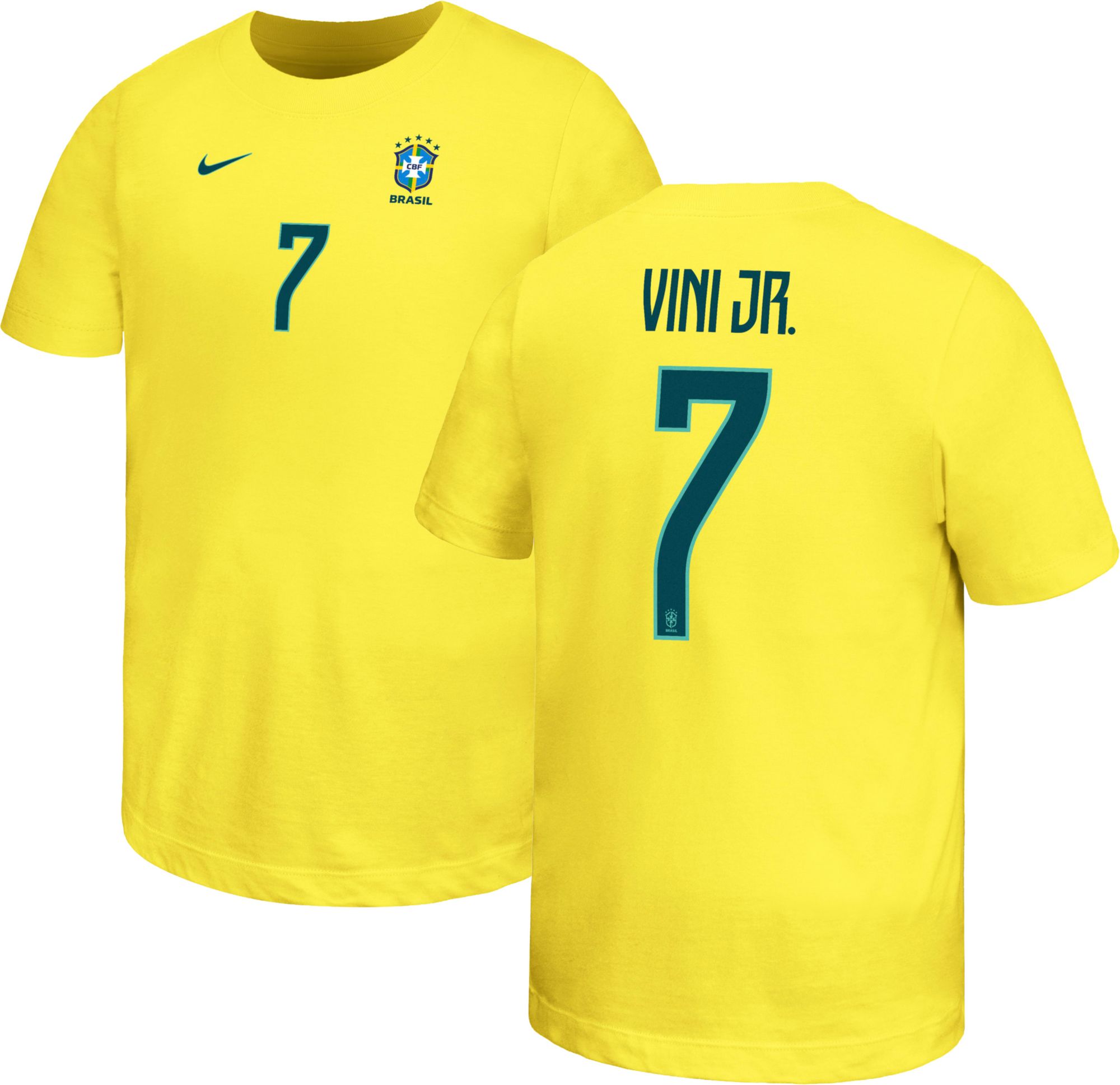 Nike Youth Brazil Yellow Vinicius Junior #7 Home T-Shirt