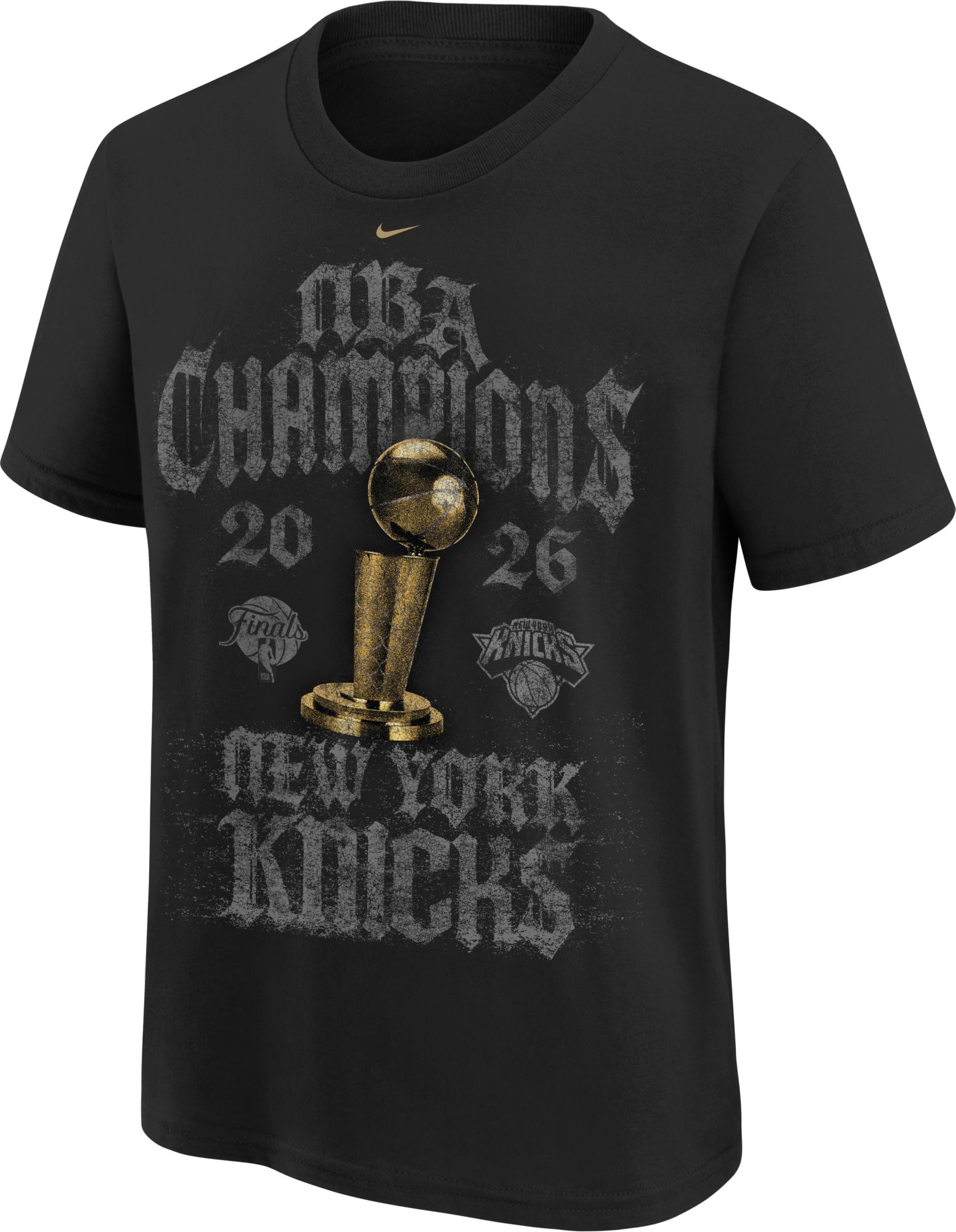 Nike Youth 2026 NBA Champions New York Knicks Authentic Locker Room Black T-Shirt