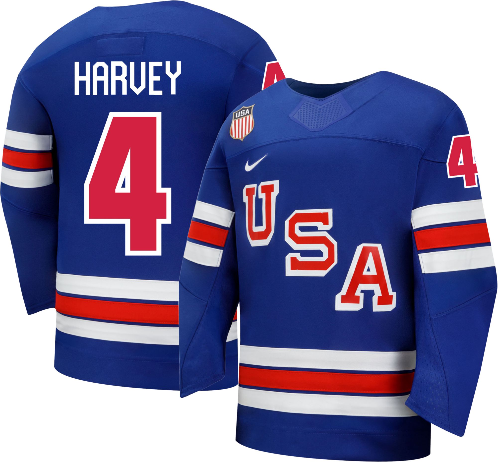Nike Youth Team USA Blue Caroline Harvey #4 Replica Jersey