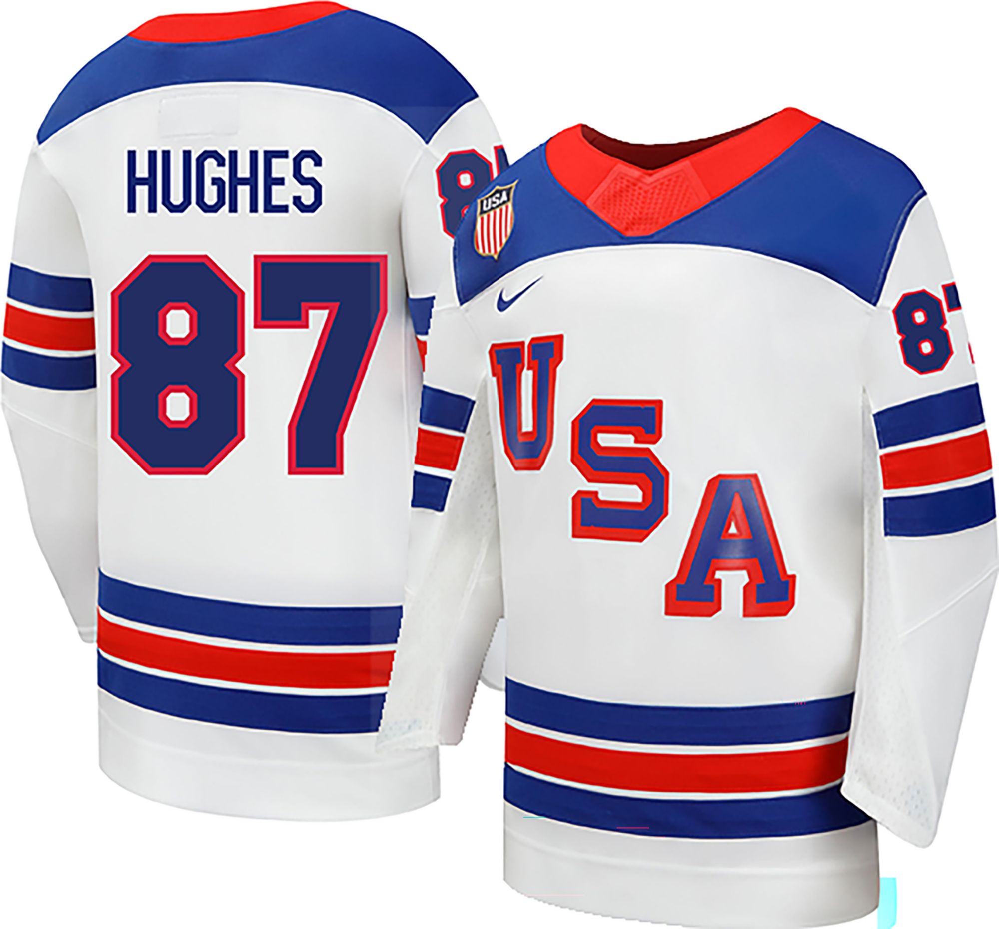 Nike Youth Team USA White Jack Hughes #86 Replica Jersey