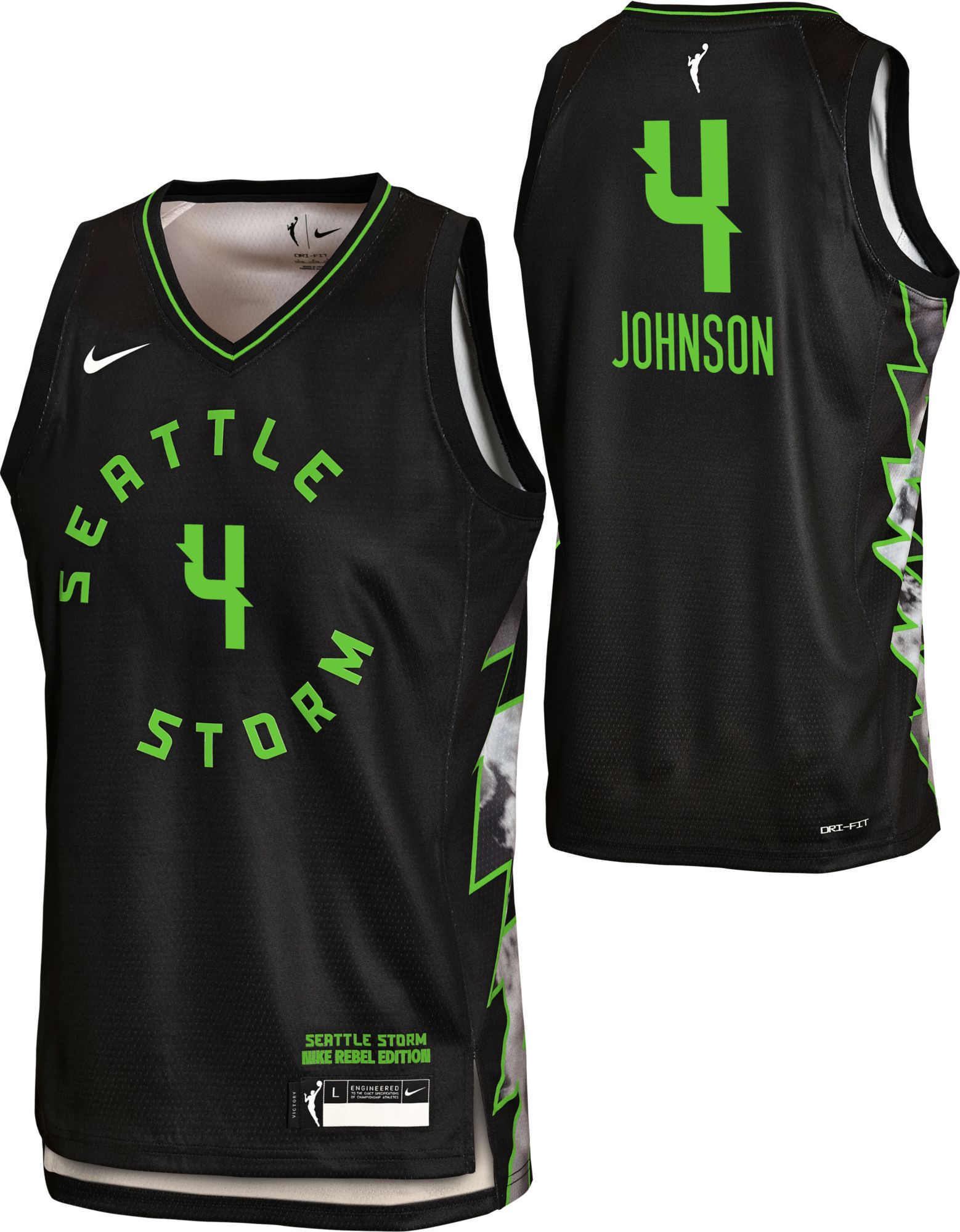 Nike Youth Seattle Storm Black Flau'jae Johnson #4 Replica Jersey