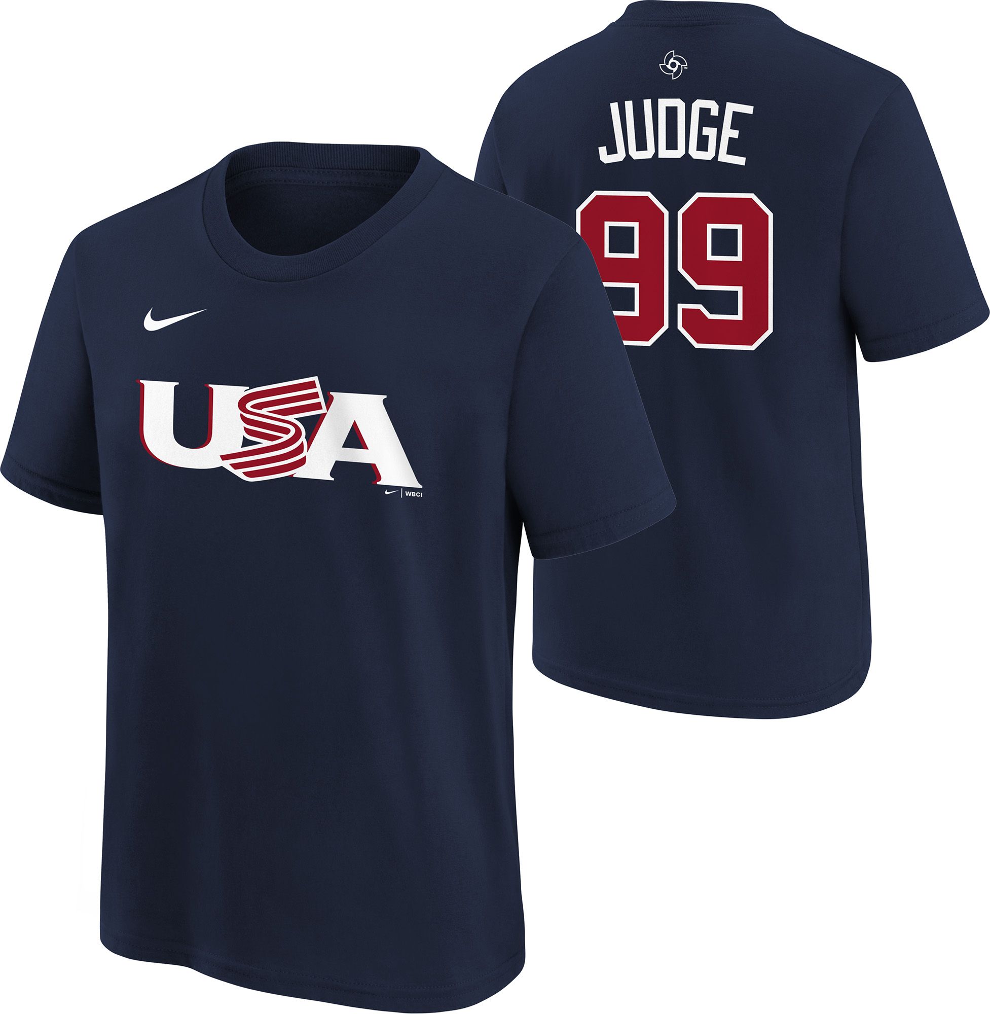 Nike Youth World Baseball Classic 2026 USA Aaron Judge #99 T-Shirt