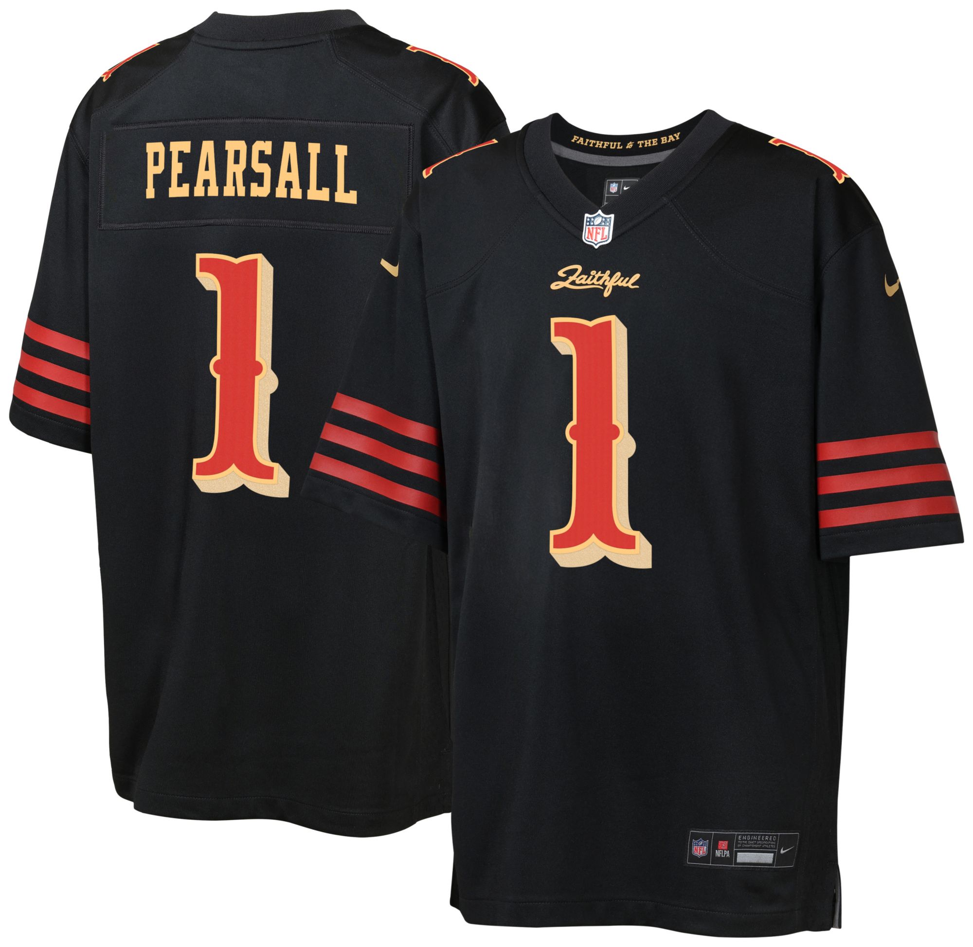 Nike Youth San Francisco 49ers Ricky Pearsall #1 Black Rivals Game Jersey