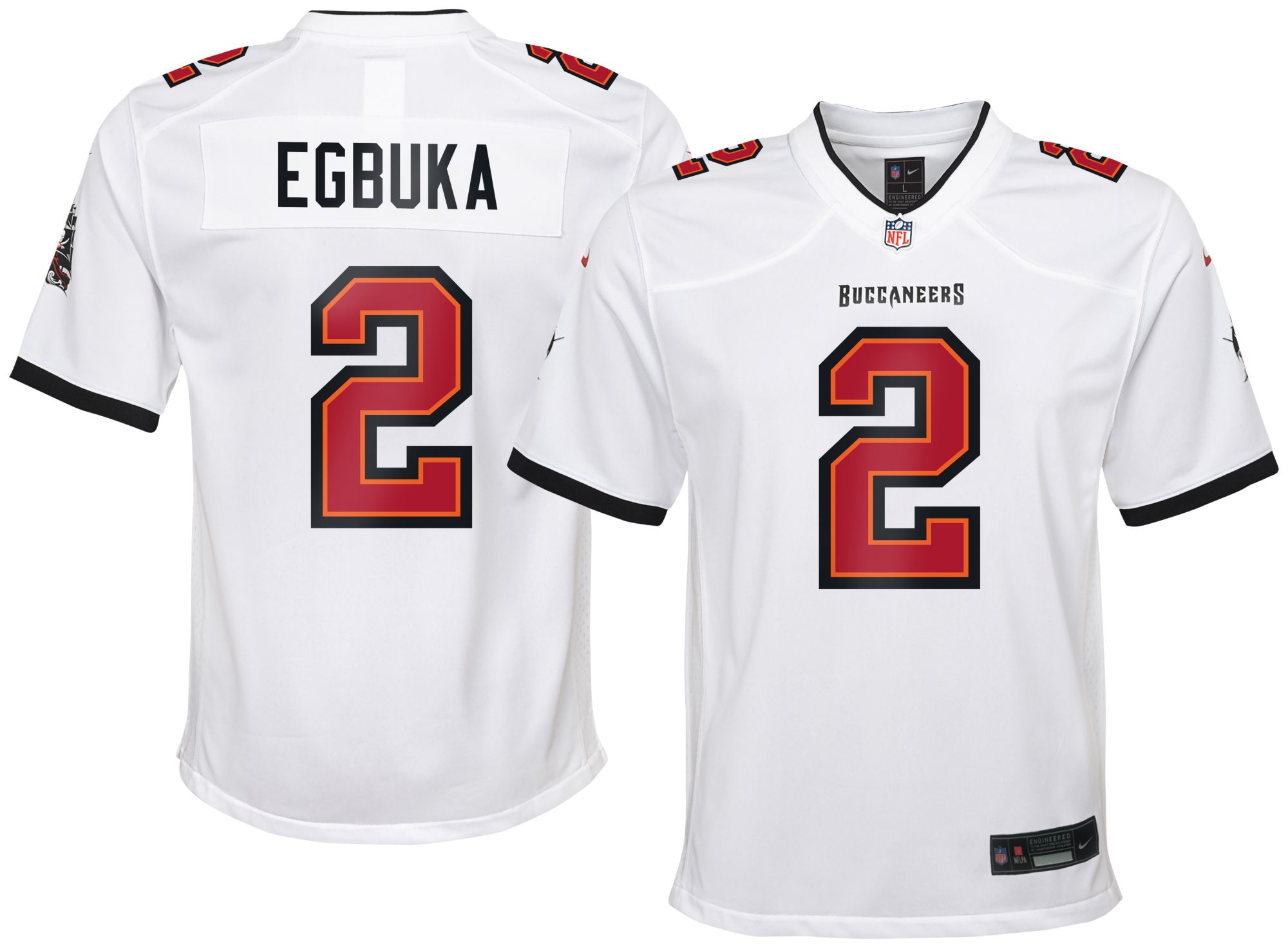 Nike Youth Tampa Bay Buccaneers Emeka Egbuka #2 White Road Game Jersey