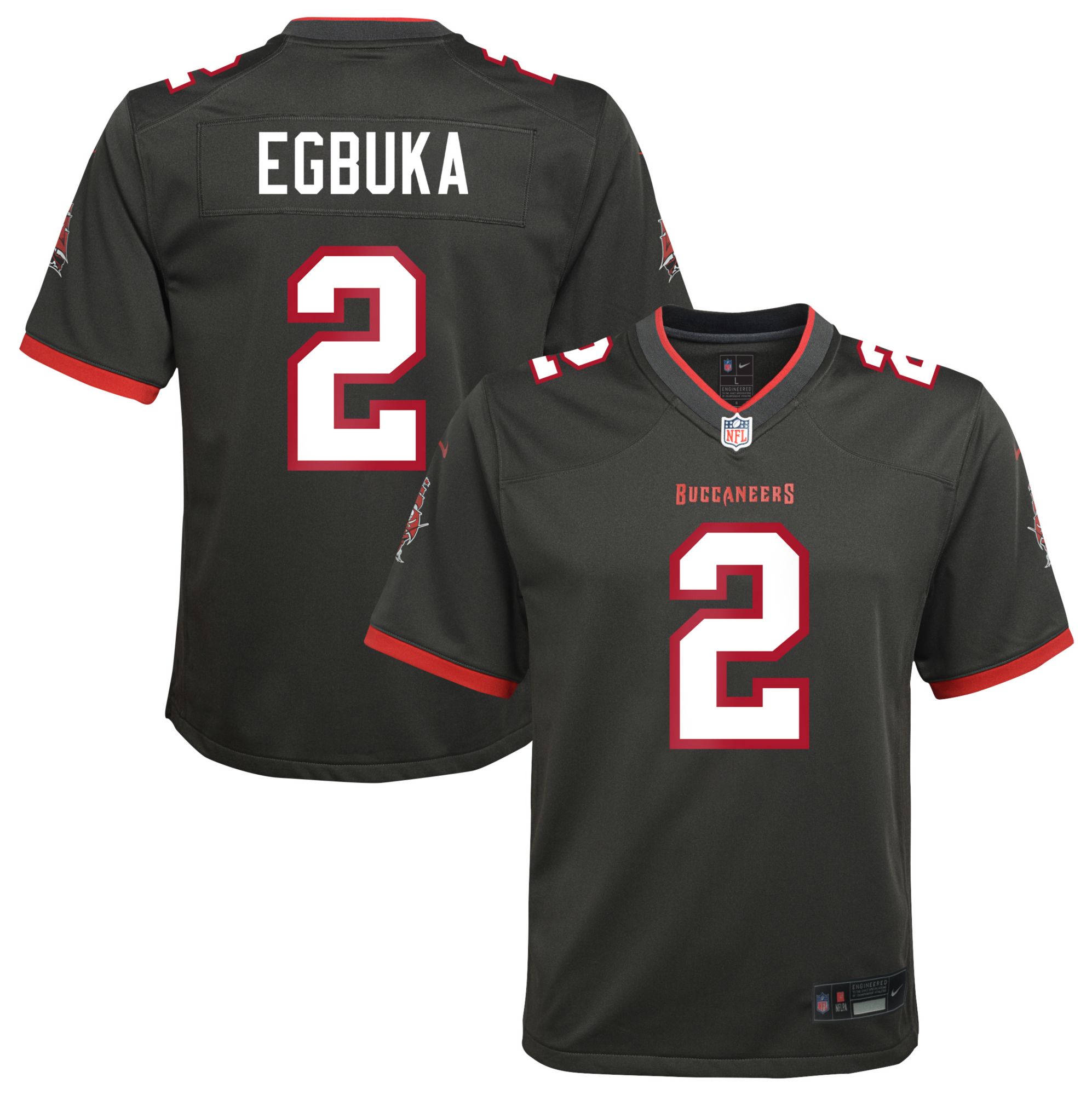 Nike Youth Tampa Bay Buccaneers Emeka Egbuka #2 Grey Alternate Game Jersey
