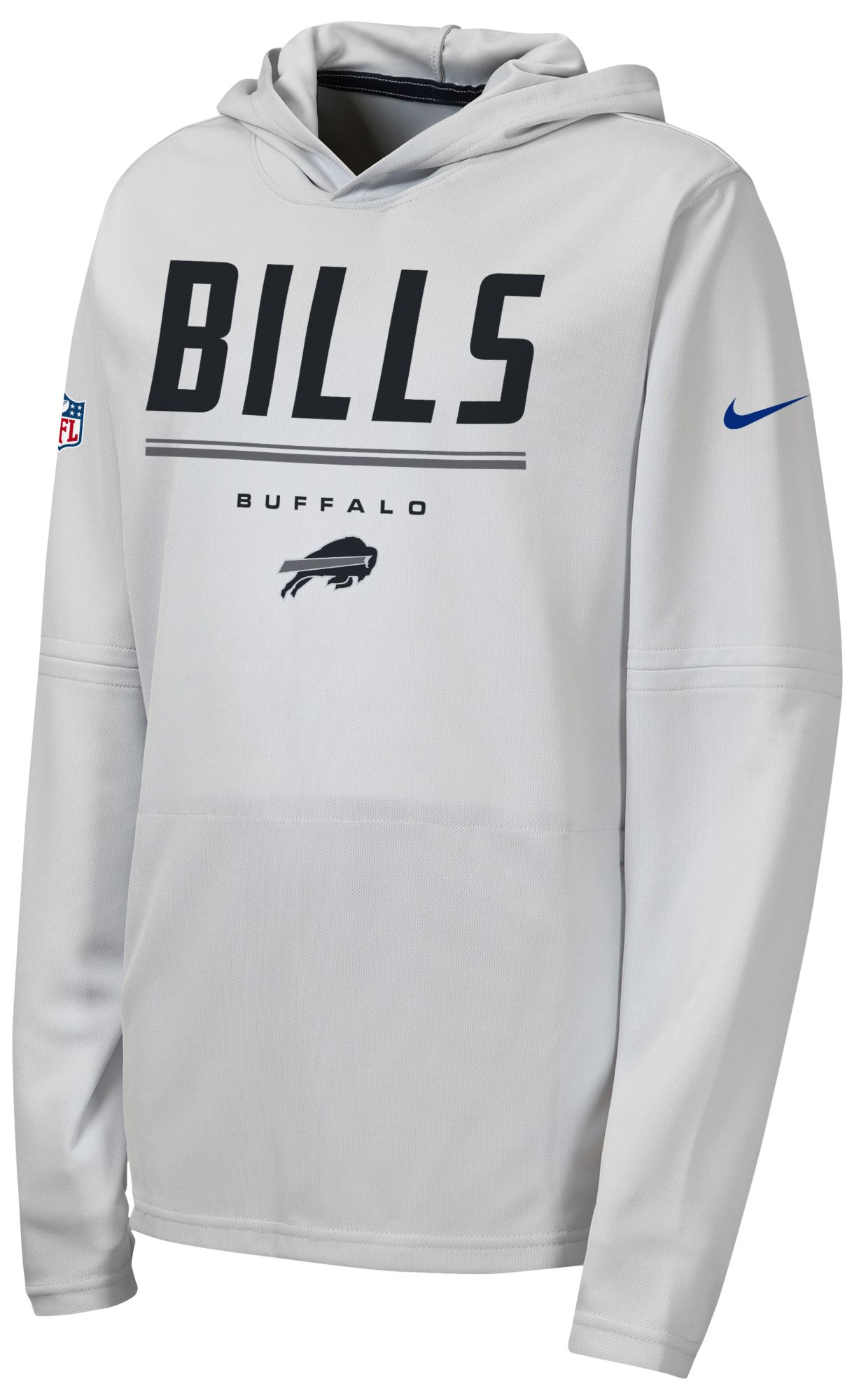 Nike Youth Buffalo Bills Pure Platinum Hooded Long Sleeve Shirt