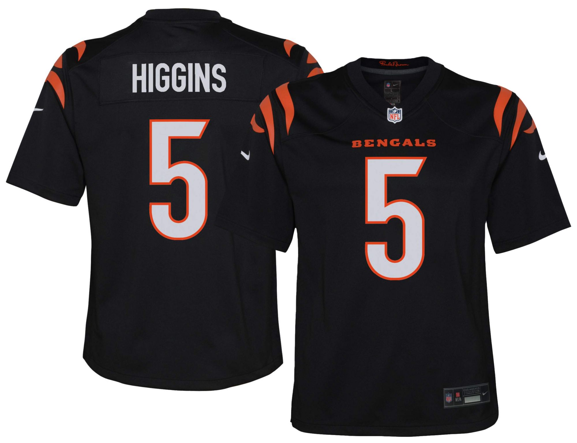 Nike Youth Cincinnati Bengals Tee Higgins #5 Black Home Game Jersey