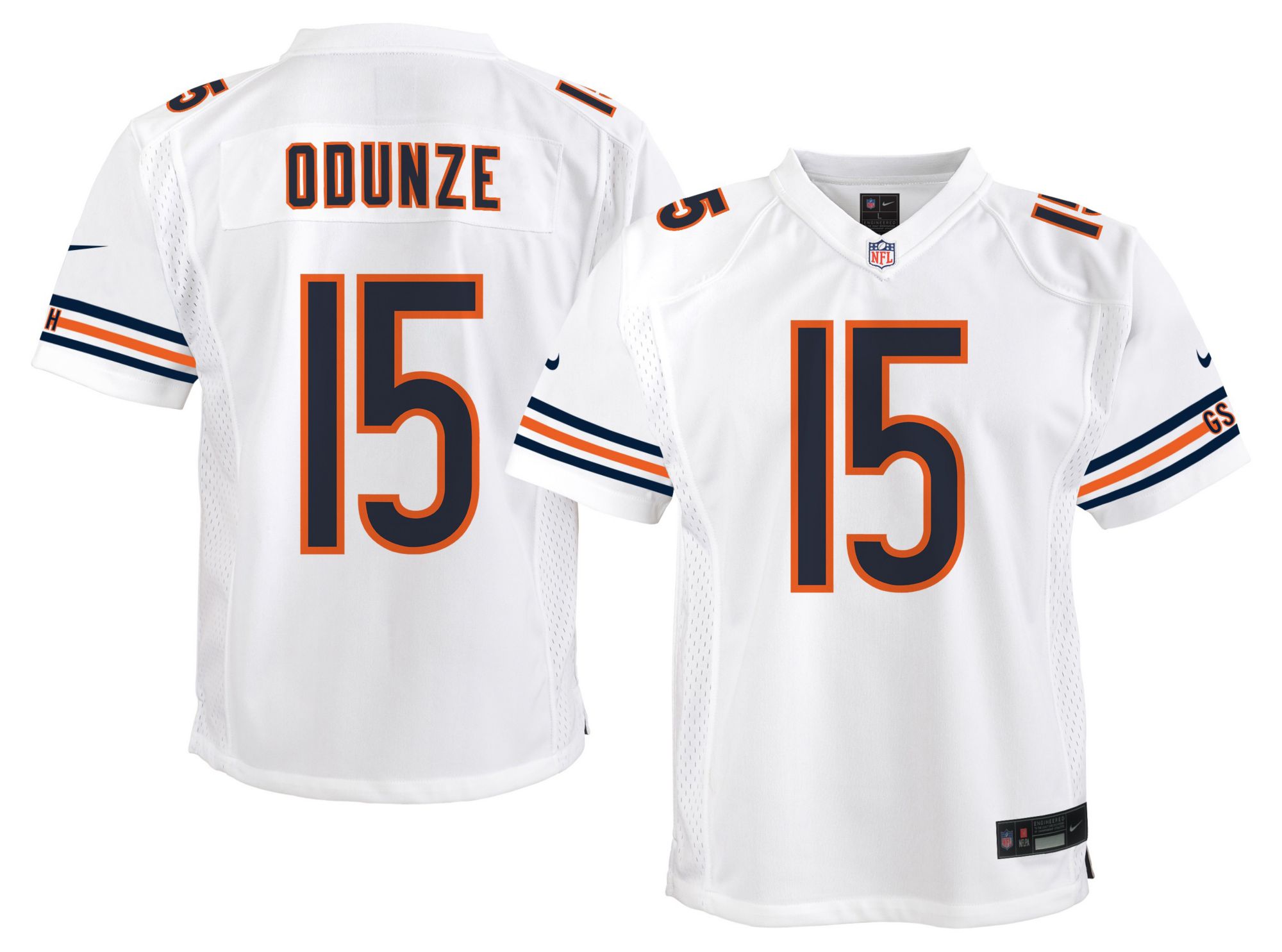 Nike Youth Chicago Bears Rome Odunze #15 White Road Game Jersey