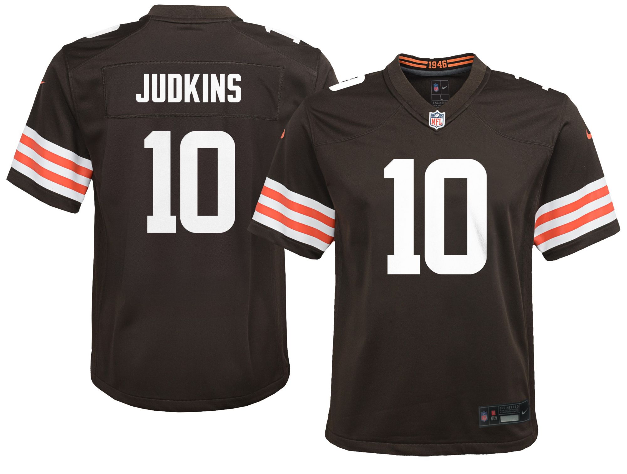 Nike Youth Cleveland Browns Quinshon Judkins #10 Brown Home Game Jersey