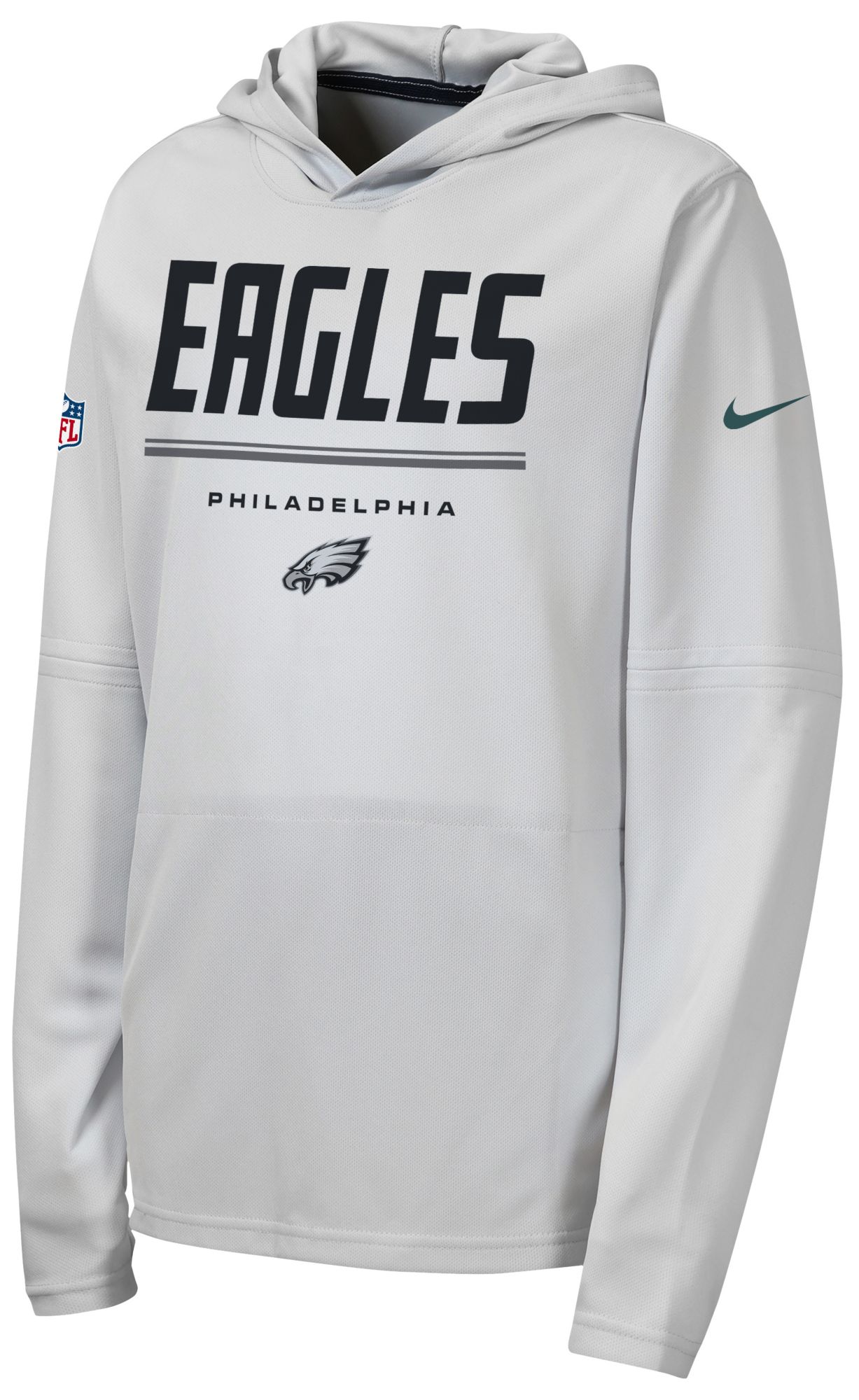 Nike Youth Philadelphia Eagles Pure Platinum Hooded Long Sleeve Shirt