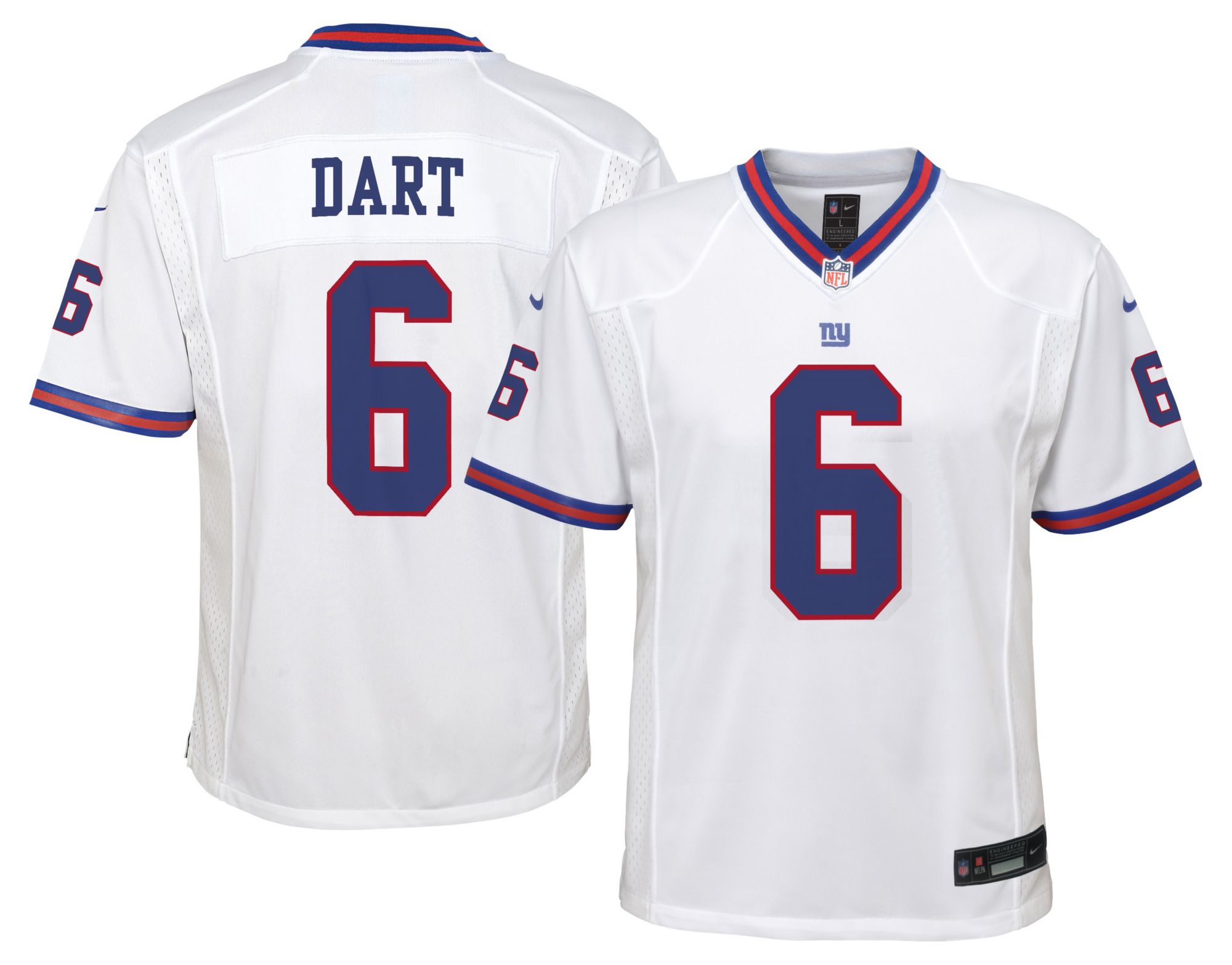 Nike Youth New York Giants Jaxson Dart #6 White Alternate Game Jersey