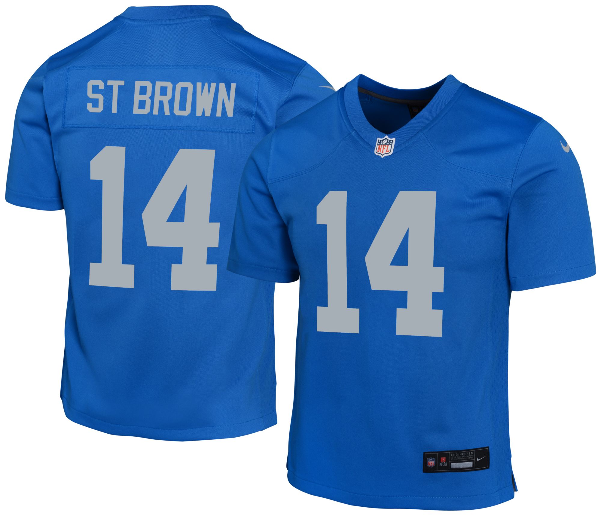 Nike Youth Detroit Lions Amon-Ra St. Brown #14 Blue Spark Alternate Game Jersey