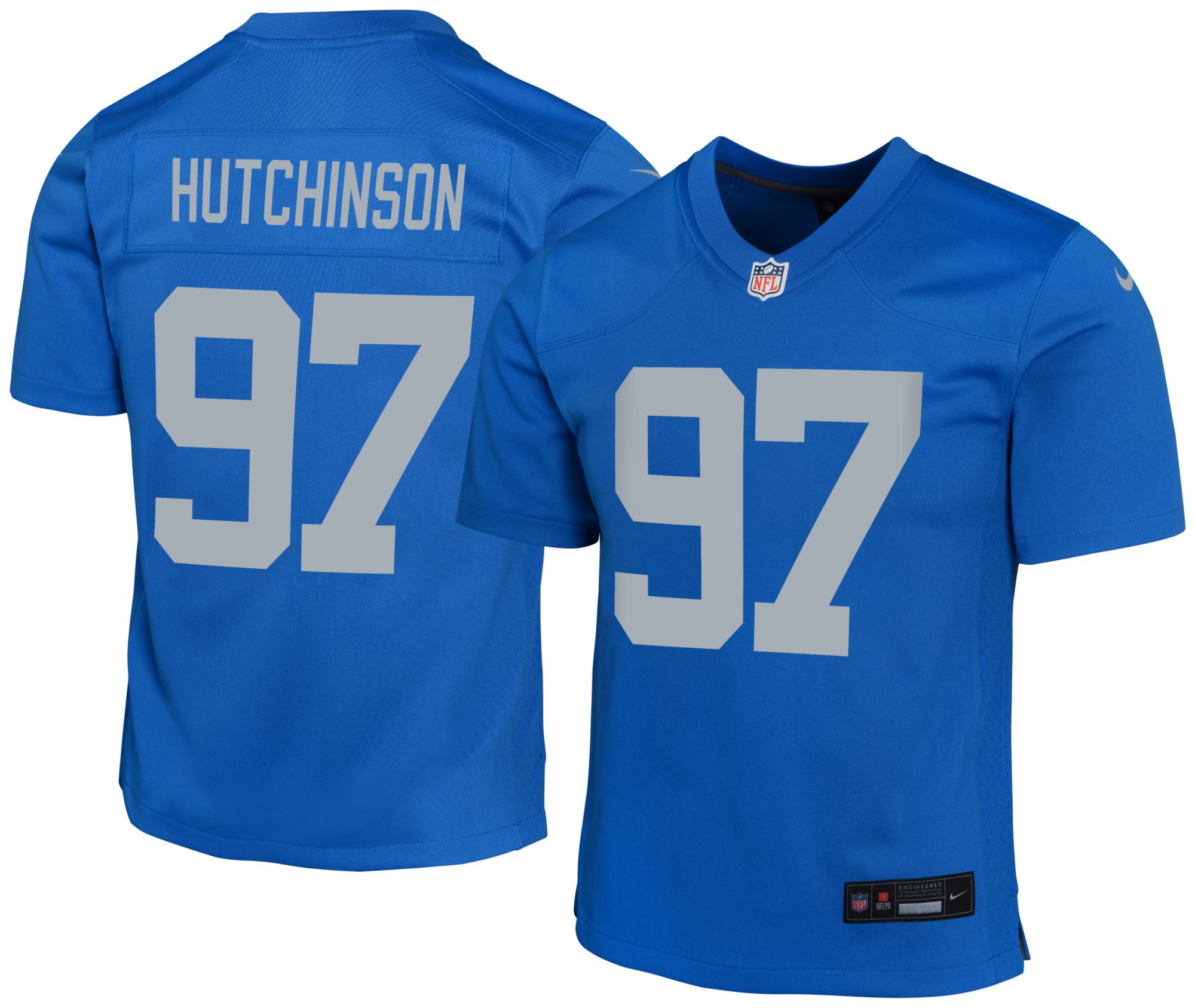 Nike Youth Detroit Lions Aidan Hutchinson #97 Blue Spark Home Game Jersey