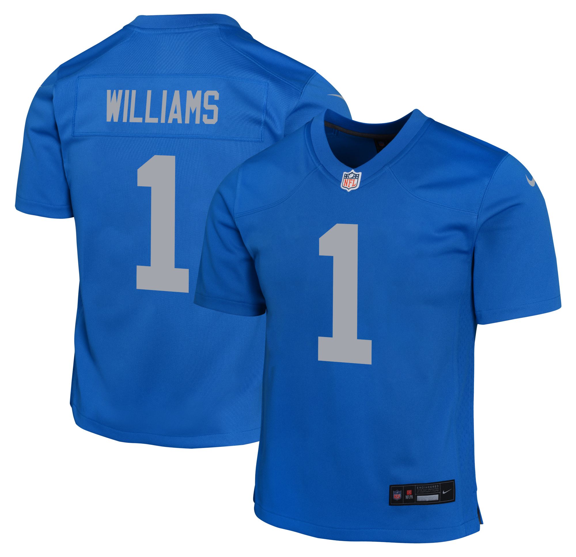 Nike Youth Detroit Lions Jameson Williams #1 Blue Spark Alternate Game Jersey