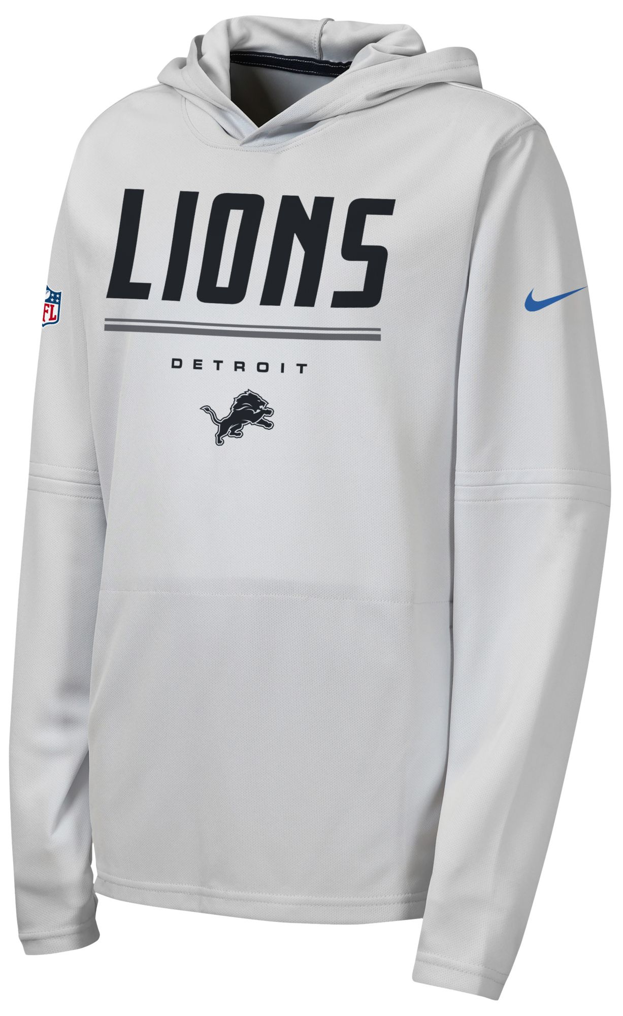 Nike Youth Detroit Lions Pure Platinum Hooded Long Sleeve Shirt