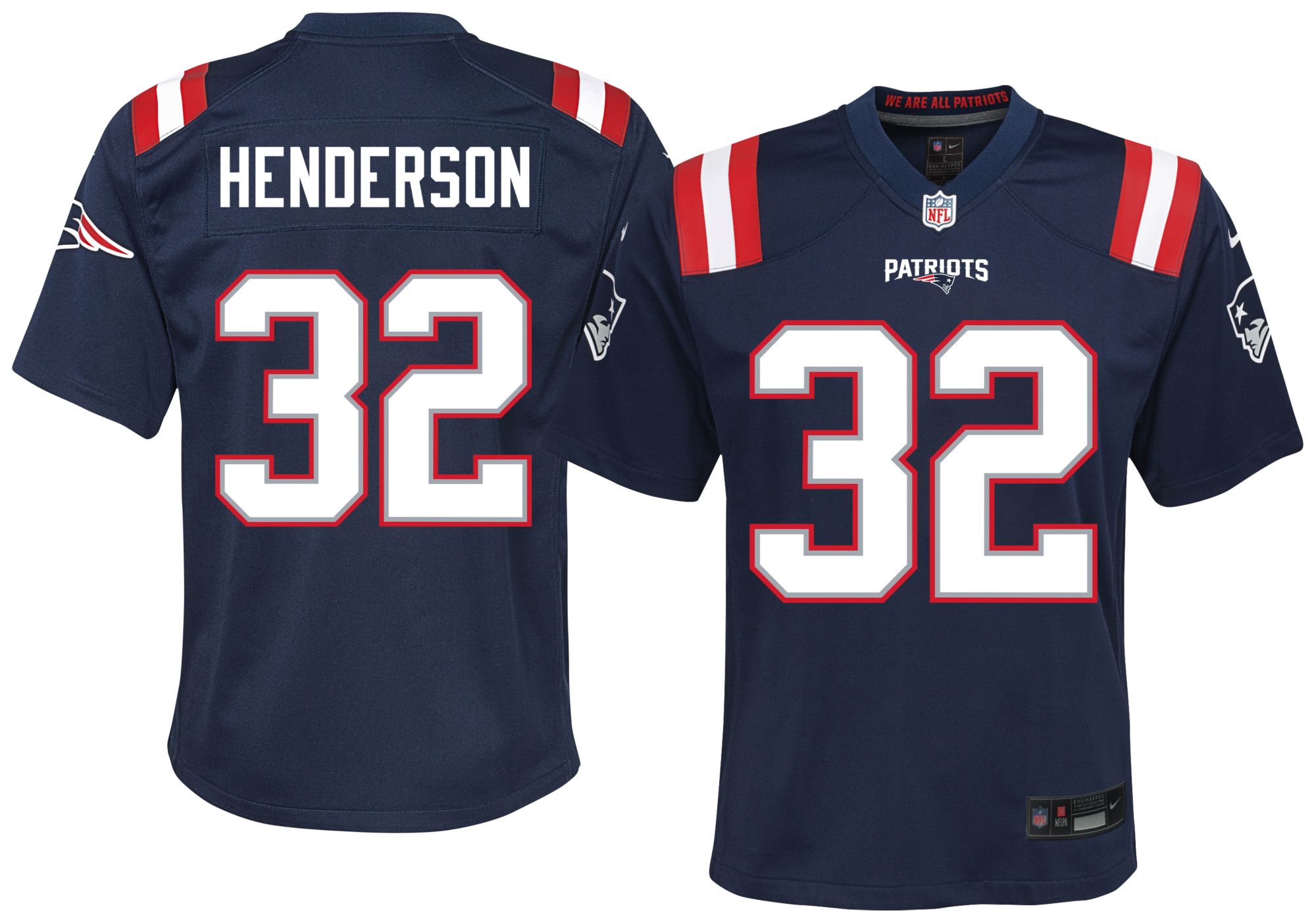 Nike Youth New England Patriots TreyVeyon Henderson #32 Navy Home Game Jersey
