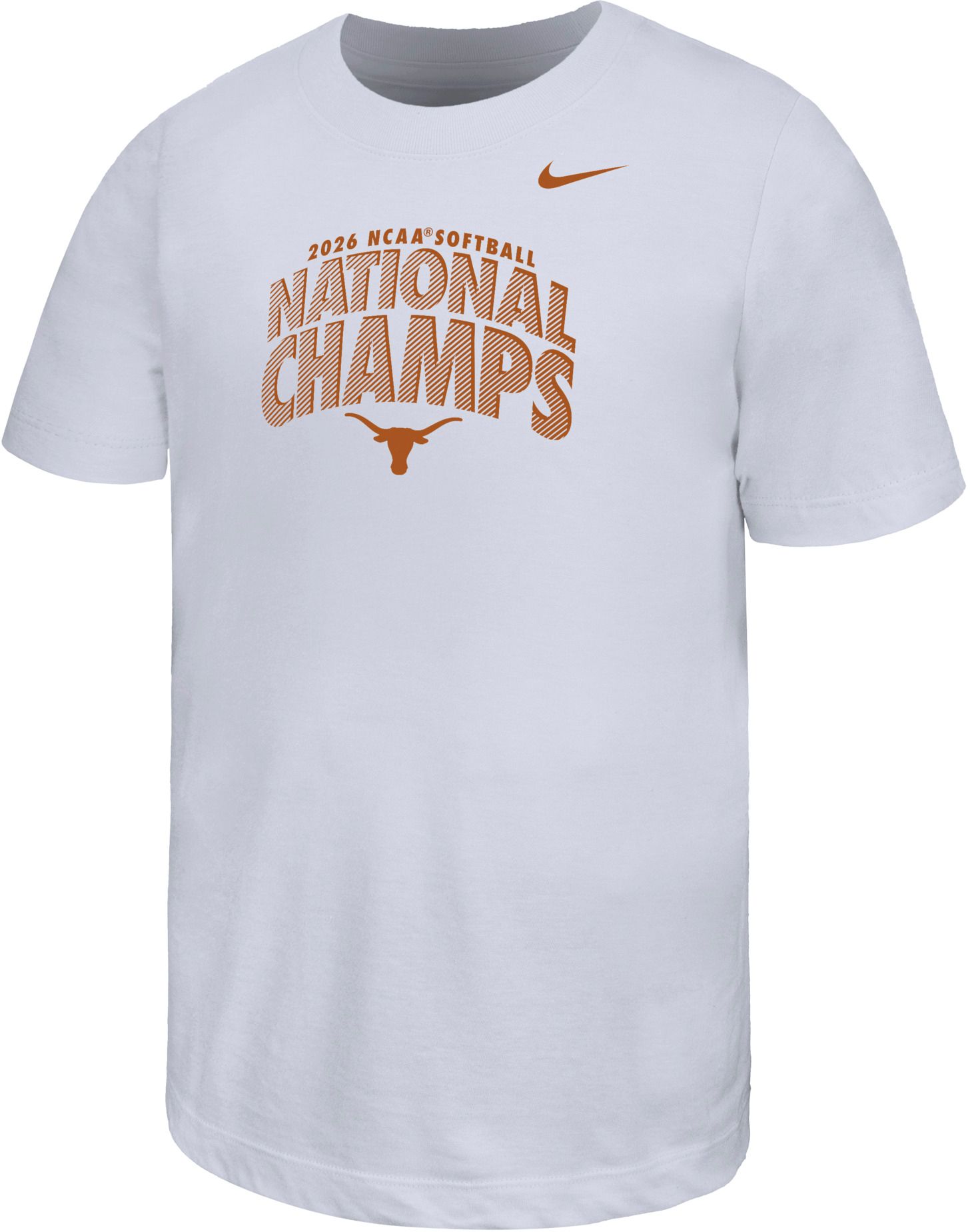 Nike Youth 2026 Women's College World Series Softball Champions Texas Longhorns T-Shirt