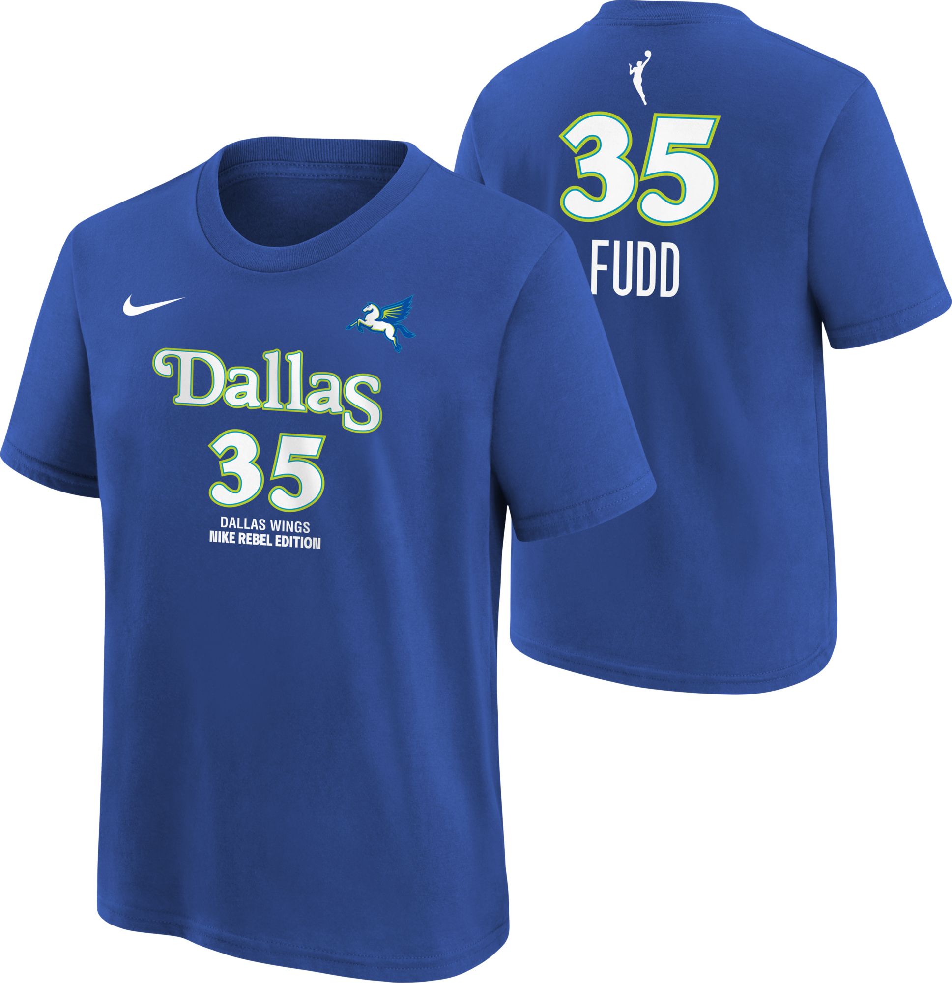 Nike Youth Dallas Wings Blue Azzi Fudd #35  Rebel T-Shirt