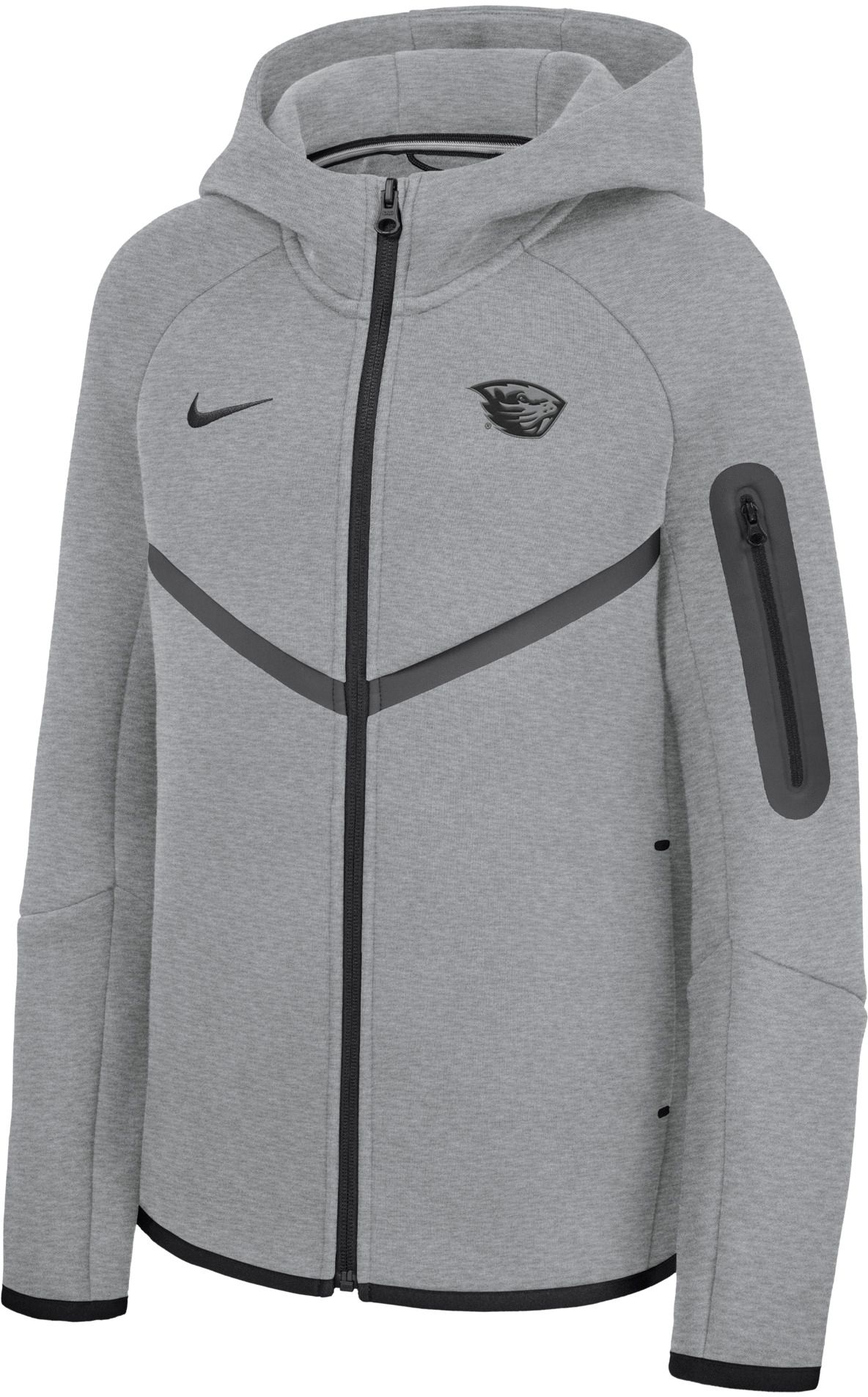 Nike Youth Oregon State Beavers Tech Fleece Full-Zip Hoodie, Large, Gray