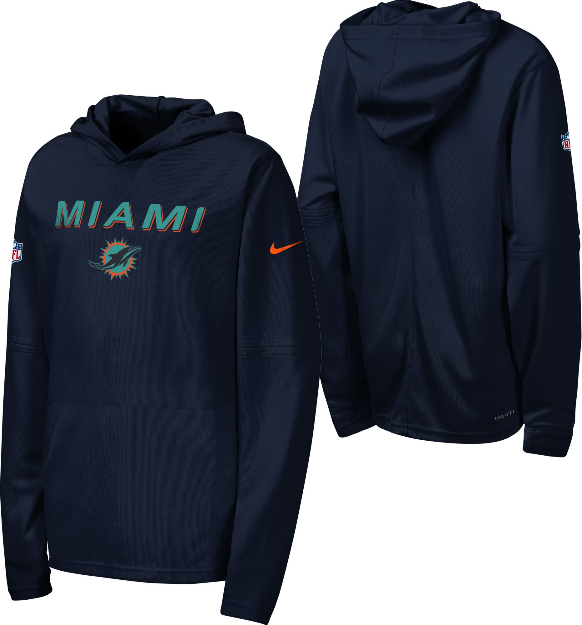 Nike Youth Miami Dolphins NFL Rivalries Dri-FIT Long Sleeve Hooded Shirt