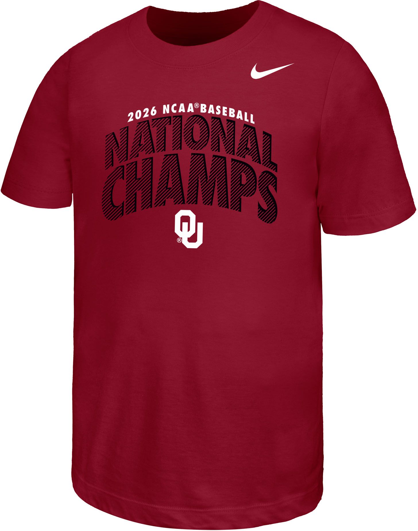Nike Youth 2026 College World Series Baseball Champions Oklahoma Sooners T-Shirt