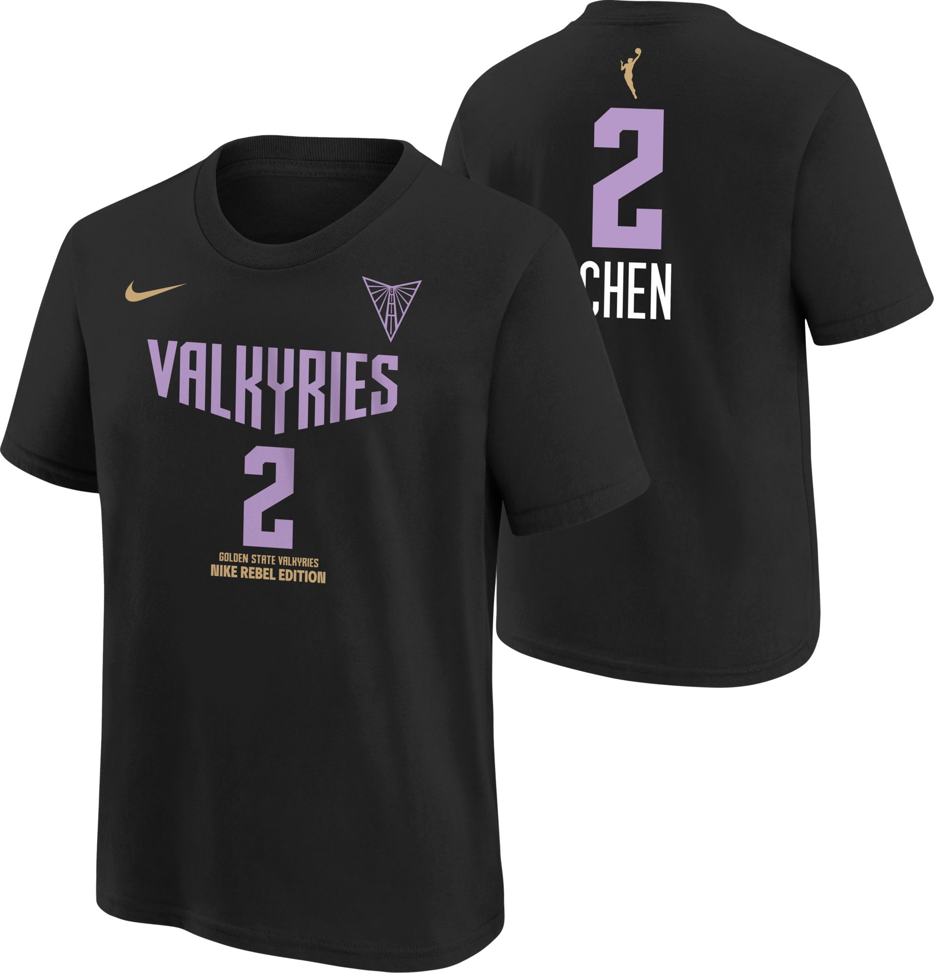 Nike Youth Golden State Valkyries Black Kaitlyn Chen #2  Rebel T-Shirt