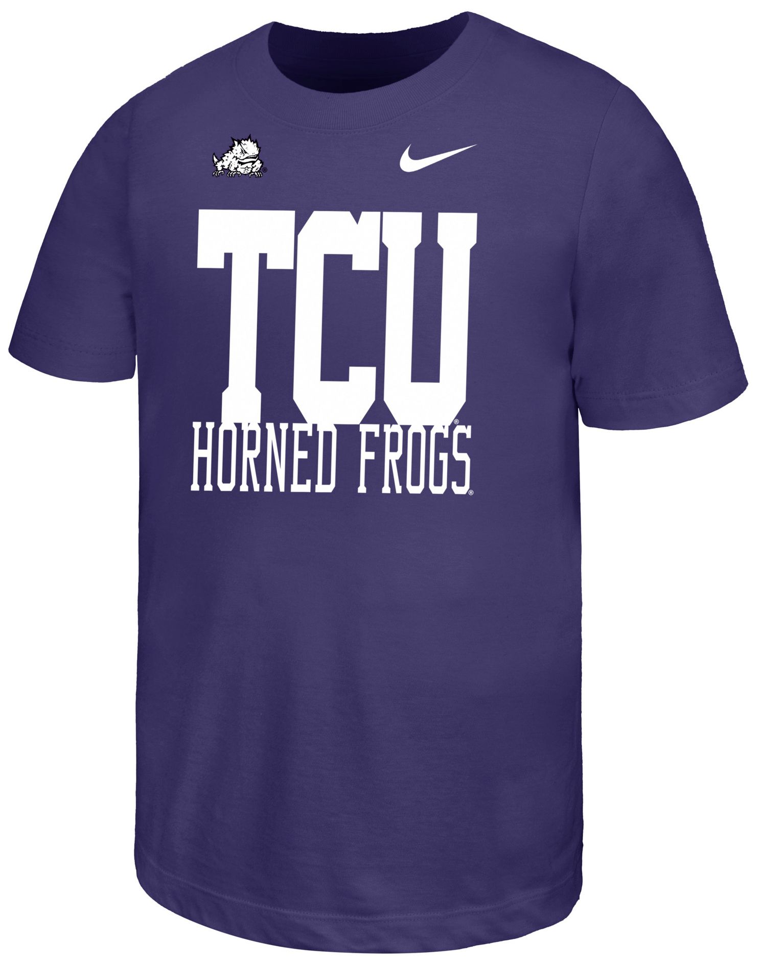 Nike Youth TCU Horned Frogs Purple Stacked Name Drop T-Shirt