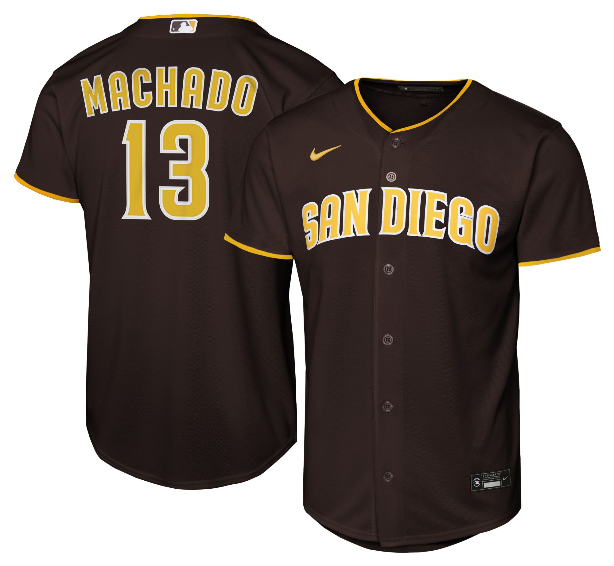 Nike Youth San Diego Padres Brown Manny Machado #13 Baseline Road Jersey