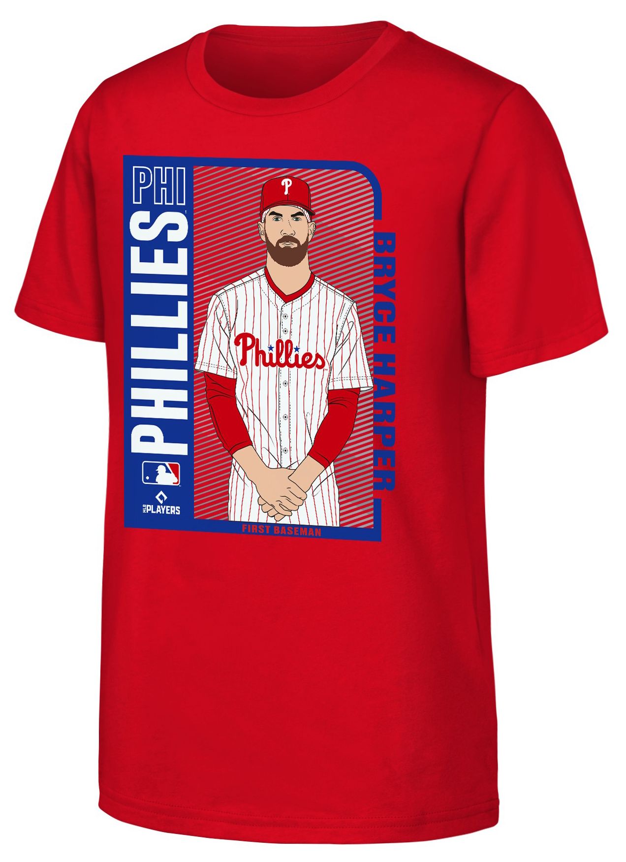 Nike Youth Philadelphia Phillies Red Bryce Harper #3 Player Card T-Shirt