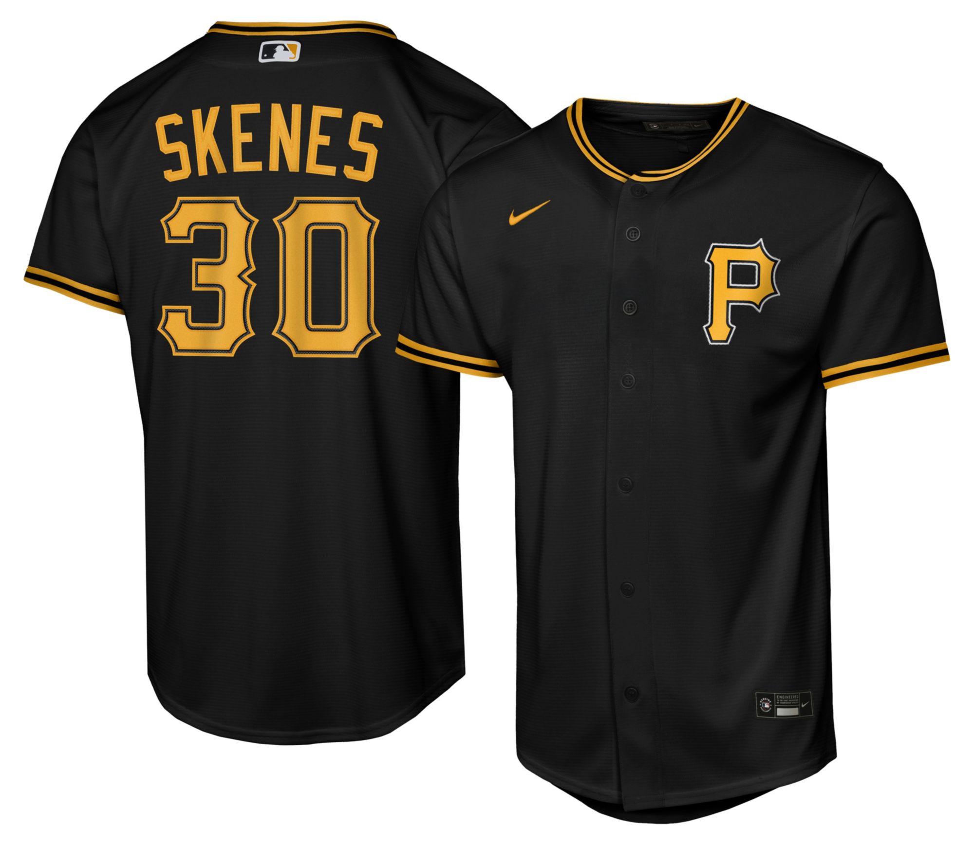 Nike Youth Pittsburgh Pirates Black Paul Skenes #30 Baseline Alternate Replica Jersey