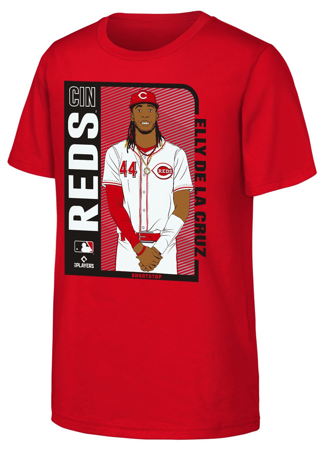 Nike Youth Cincinnati Reds Red Elly De La Cruz #44 Player Card T-Shirt