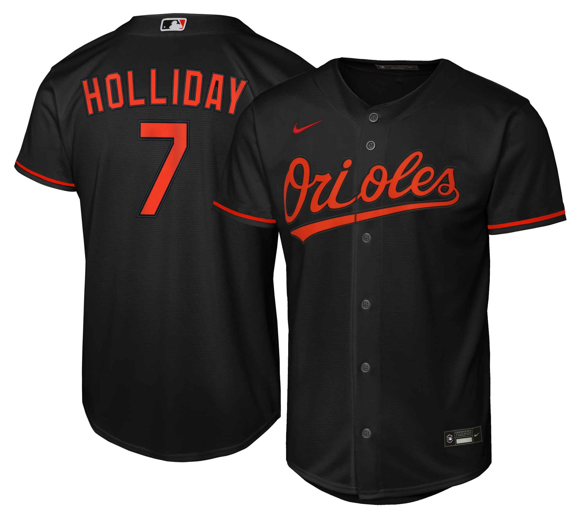Nike Youth Baltimore Orioles Black Jackson Holliday #7 Baseline Alternate Jersey