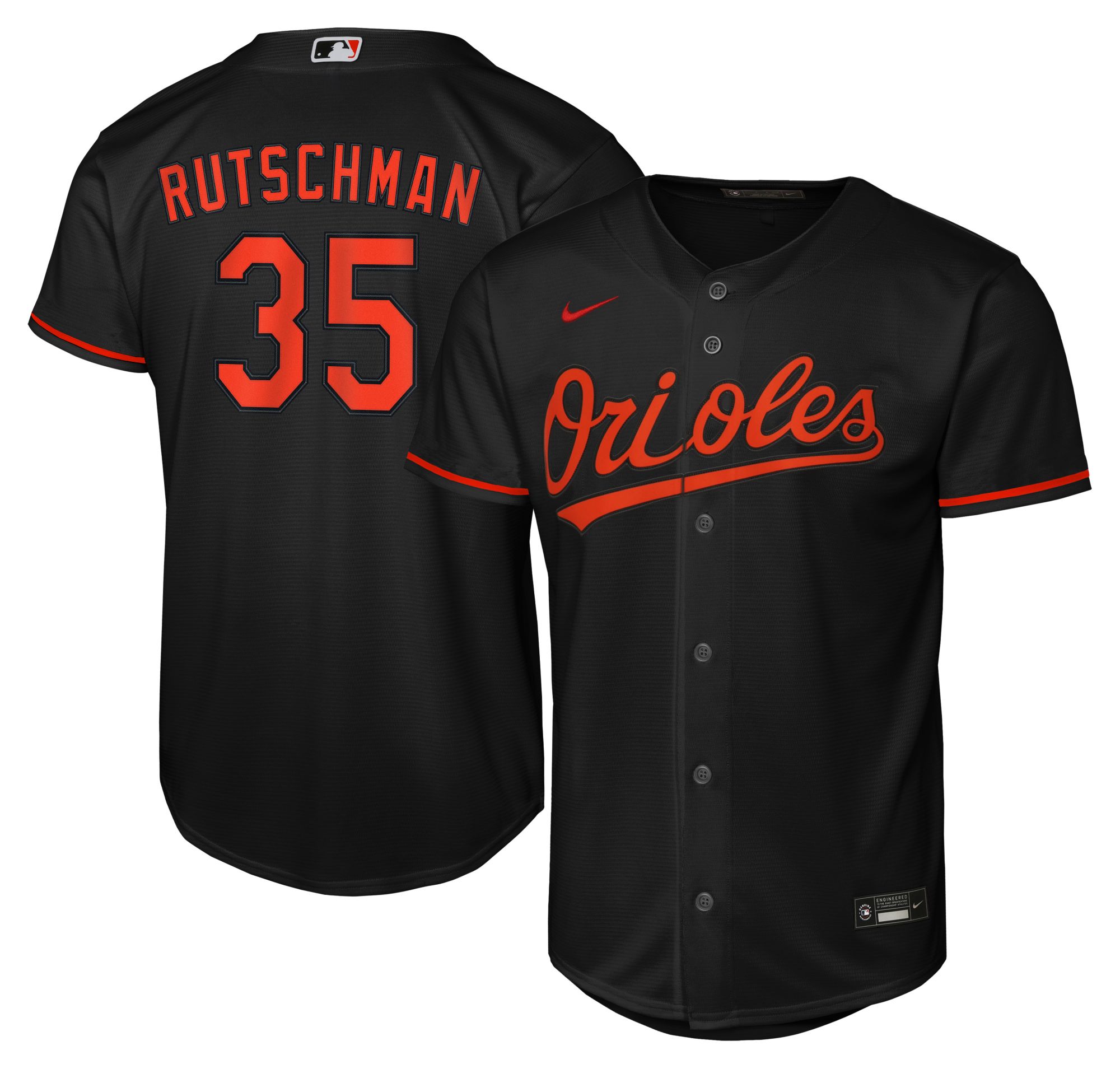 Nike Youth Baltimore Orioles Black Adley Rutschman #35 Baseline Alternate Jersey