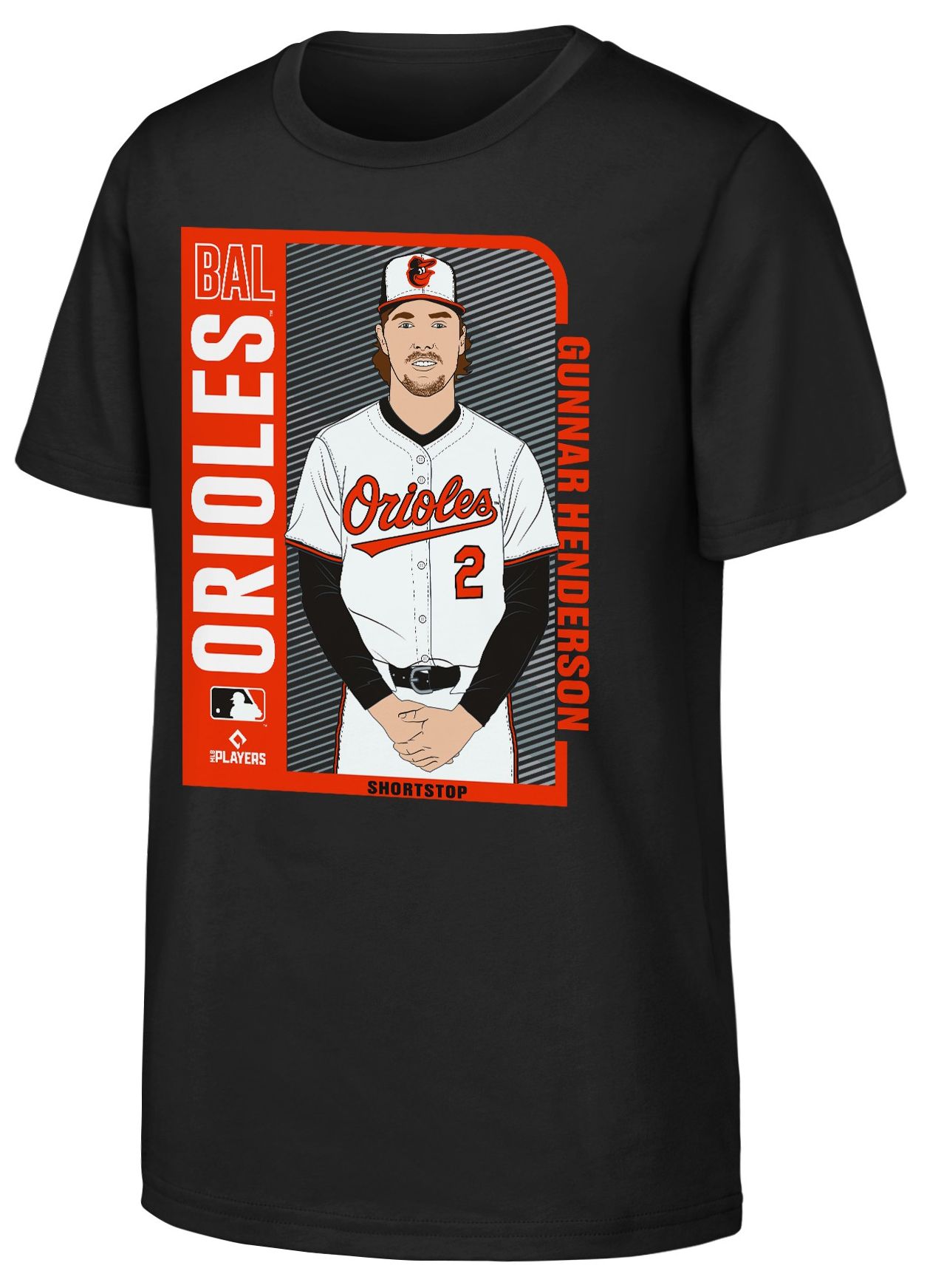 Nike Youth Baltimore Orioles Black Gunnar Henderson #2 Player Card T-Shirt