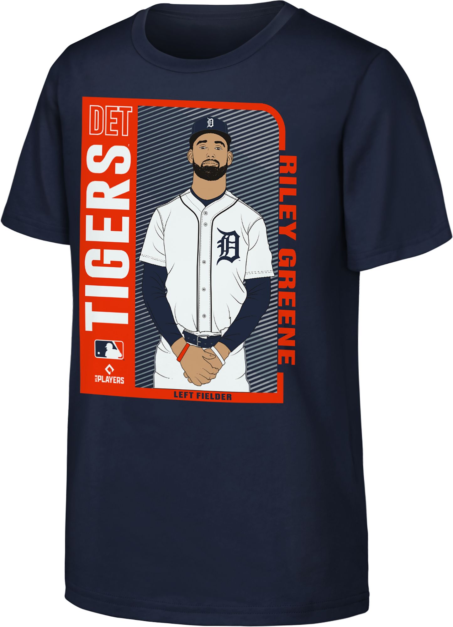 Nike Youth Detroit Tigers Navy Riley Greene #31 Player Card T-Shirt
