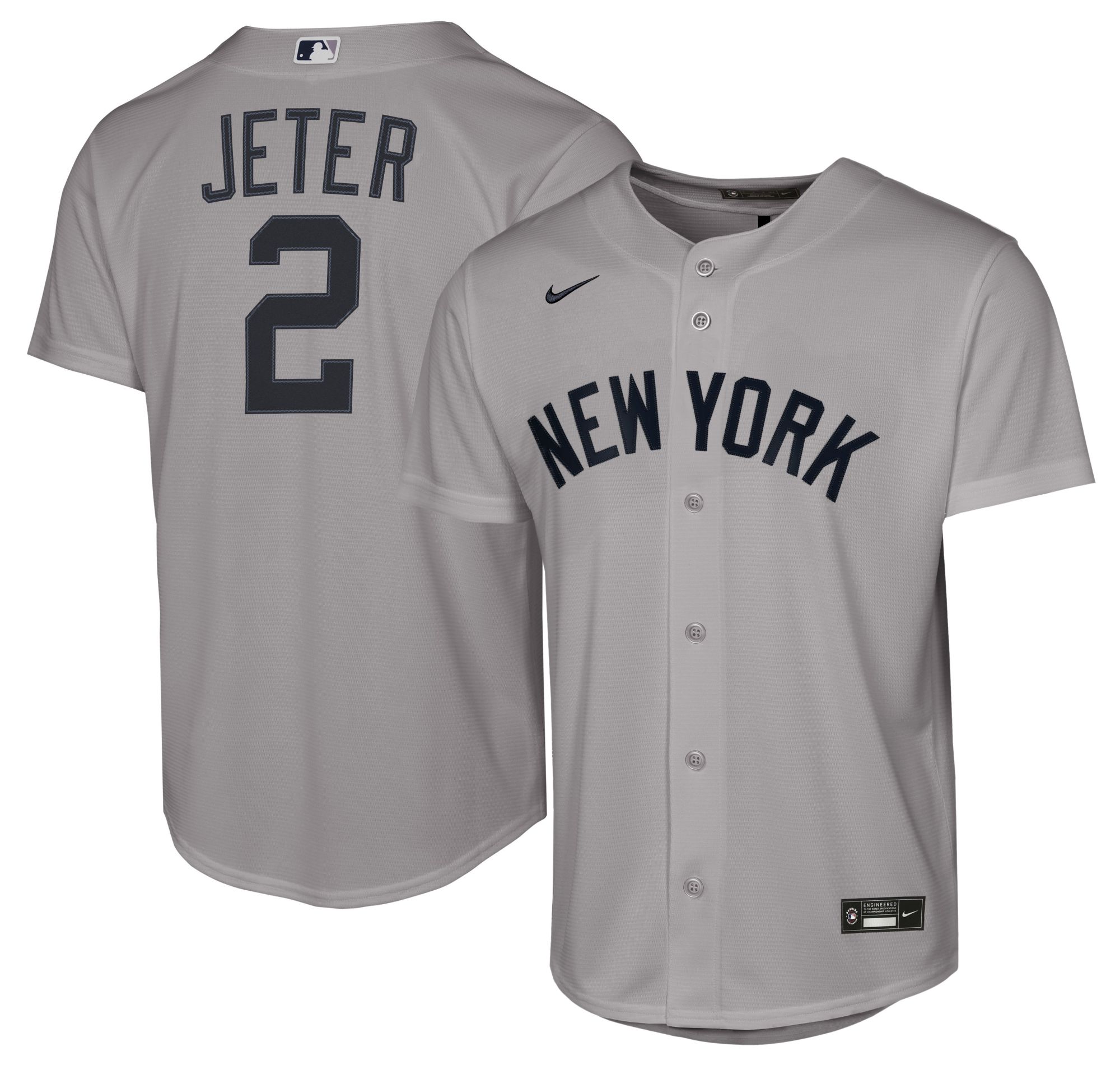 Nike Youth New York Yankees Gray Derek Jeter #2 Baseline Road Jersey